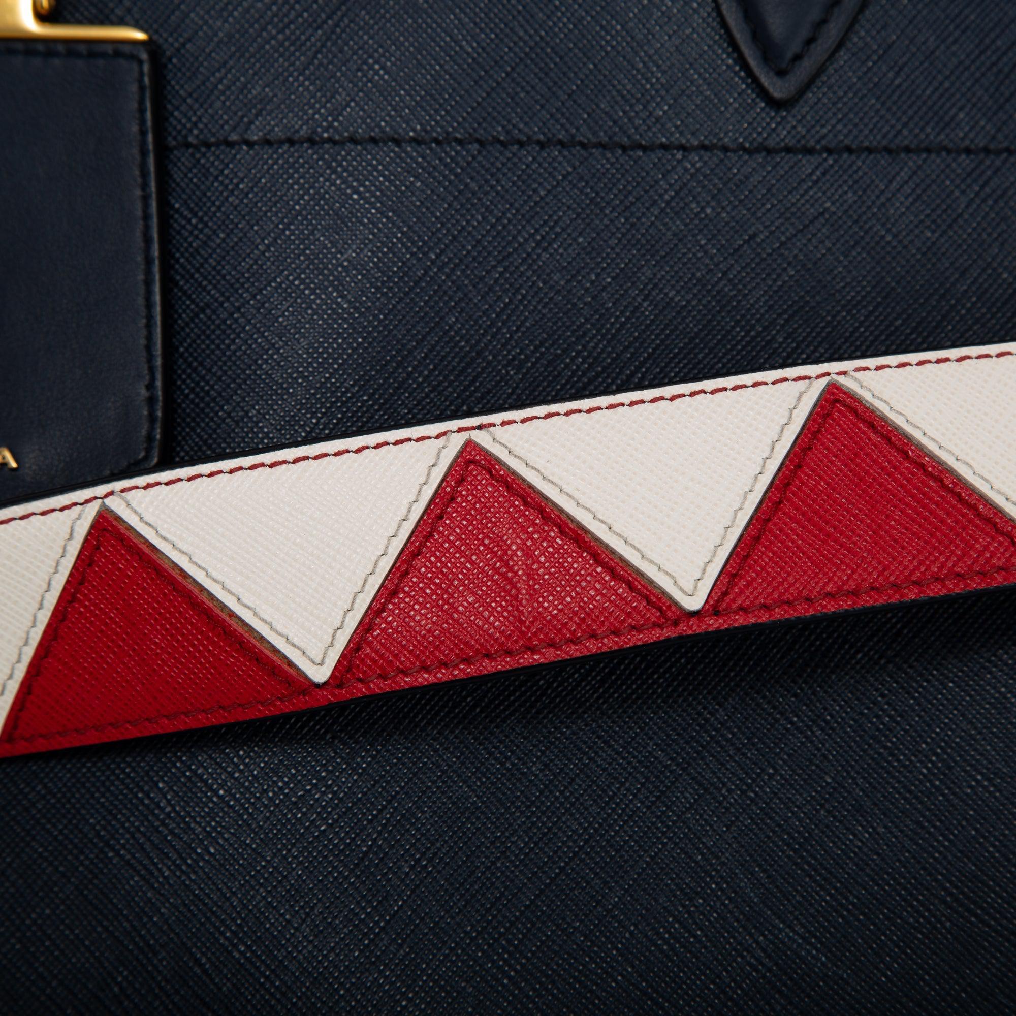 Prada Medium Saffiano & City Calf Leather Paradigme Tote w/ Strap