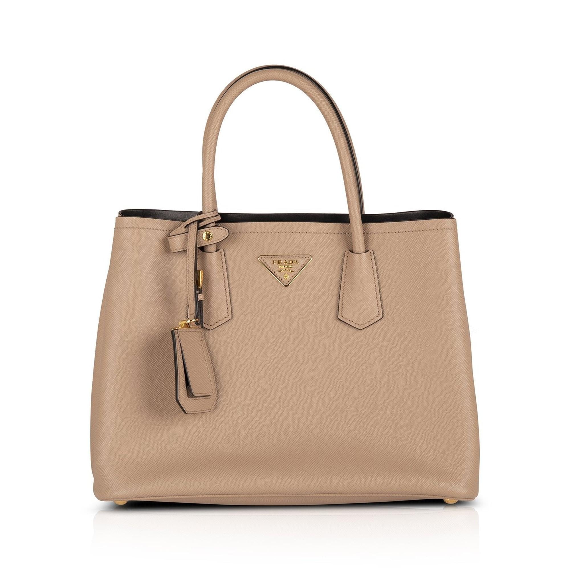 Prada Medium Saffiano Cuir Double Tote w/ Strap