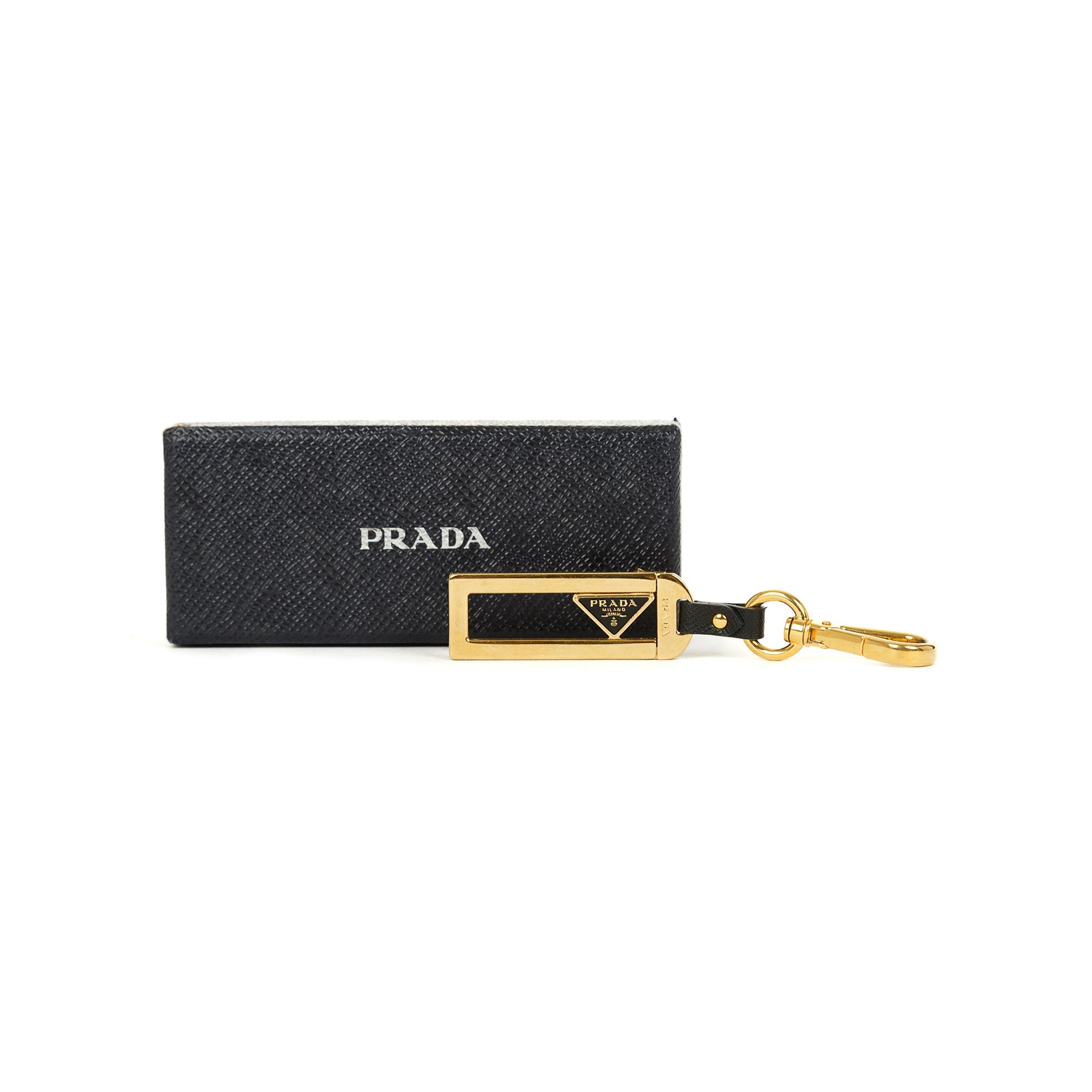 Prada Metal Name Tag Keychain w/ Box
