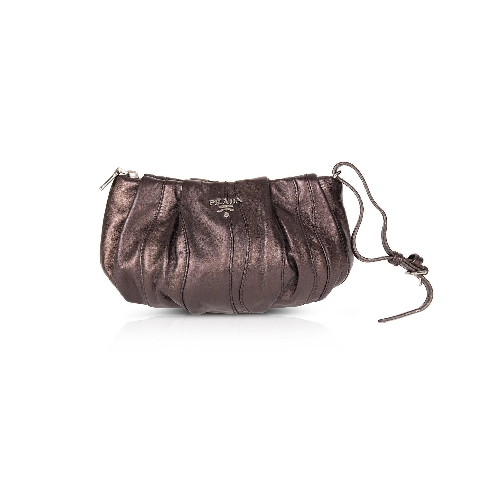 Prada Metallic Nappa Waves Wristlet