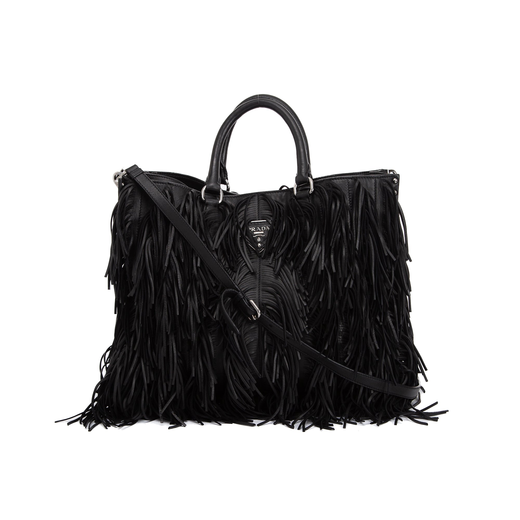Prada Nappa Leather Fringe Tote w/ Strap