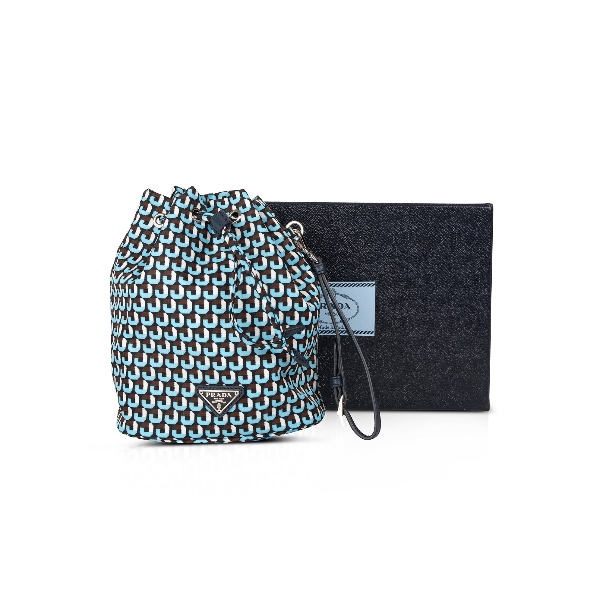 Prada Nylon Mini Bucket Wristlet Pouch w/ Box