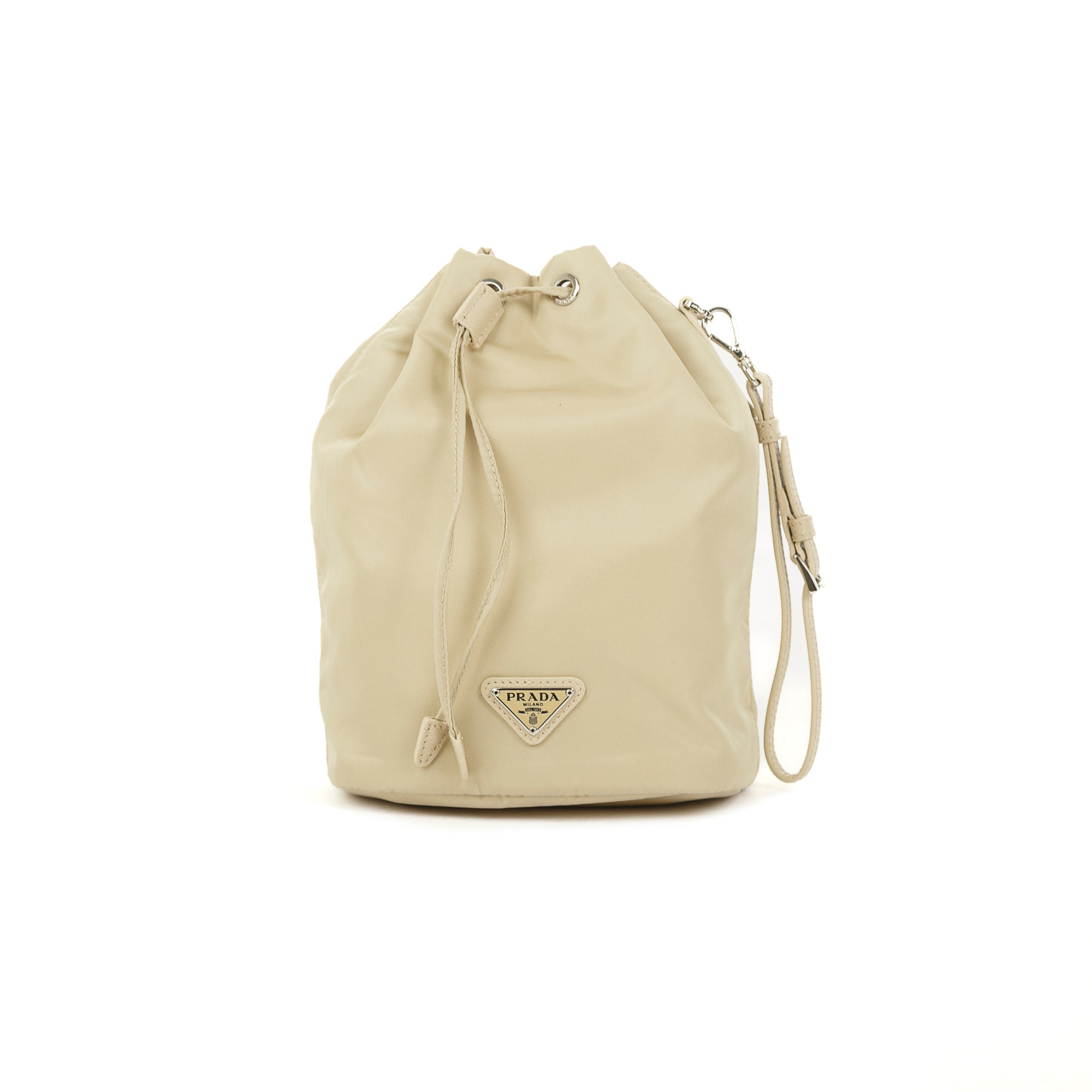 Prada Nylon Mini Bucket Wristlet Pouch