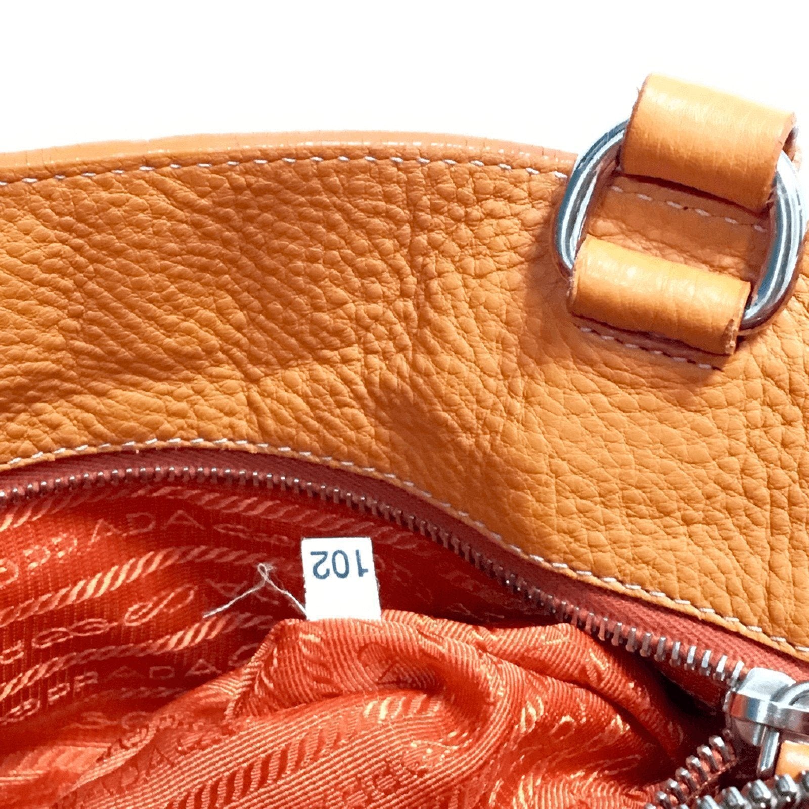 Prada Orange Side Pocket Vitello Daino Tote