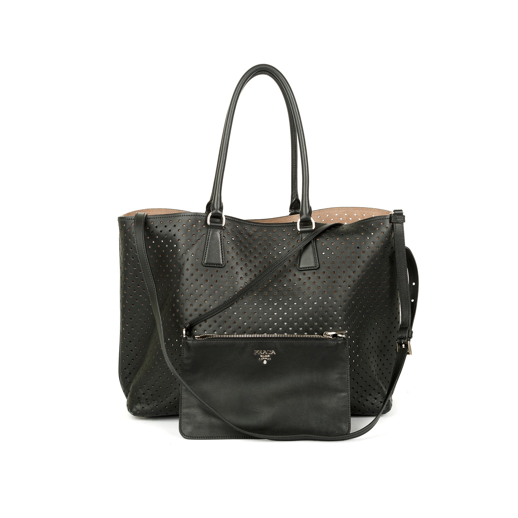 Prada Perforated Scamosciato Tote w/ Pouch