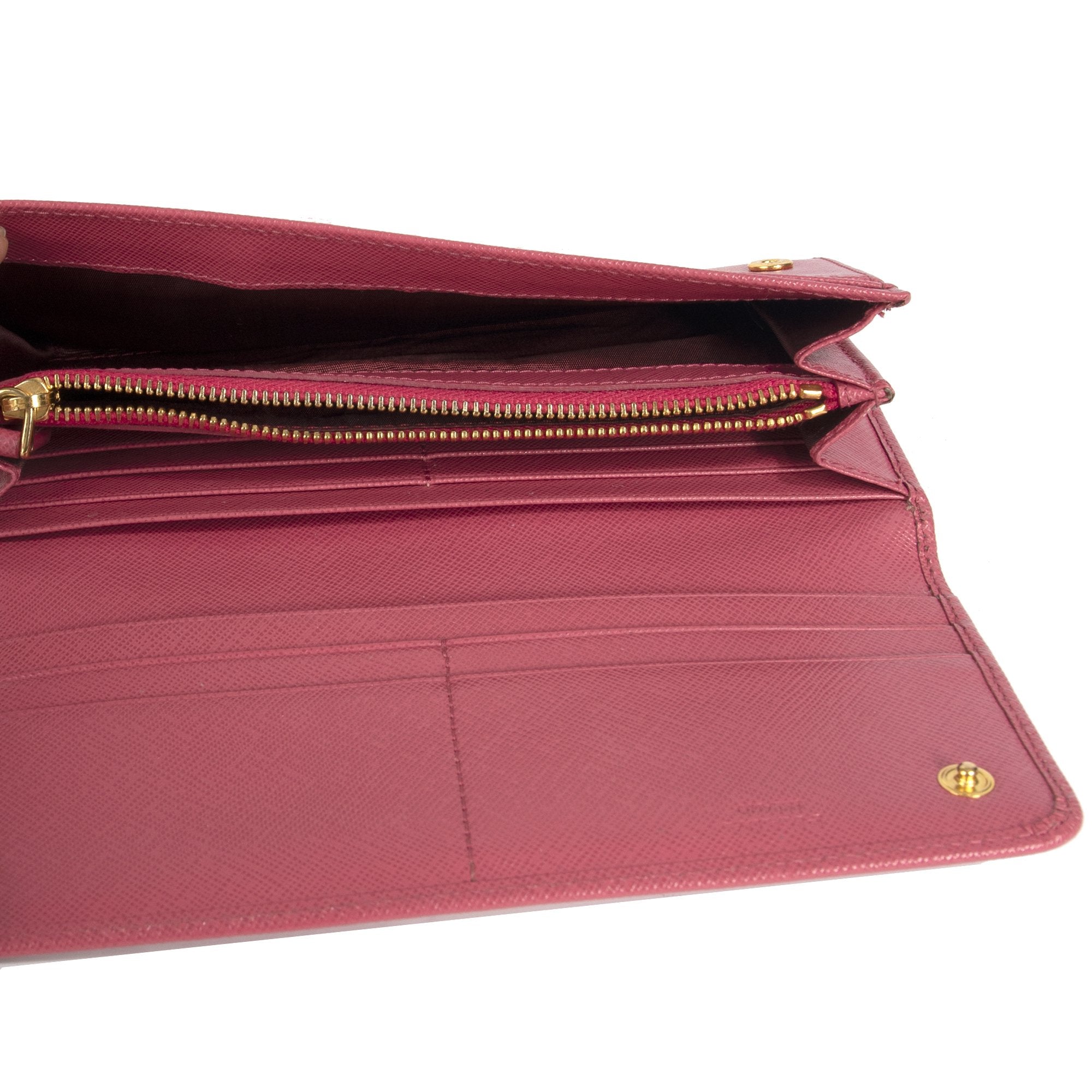 Prada Pink Saffiano Continental Wallet w/ Box