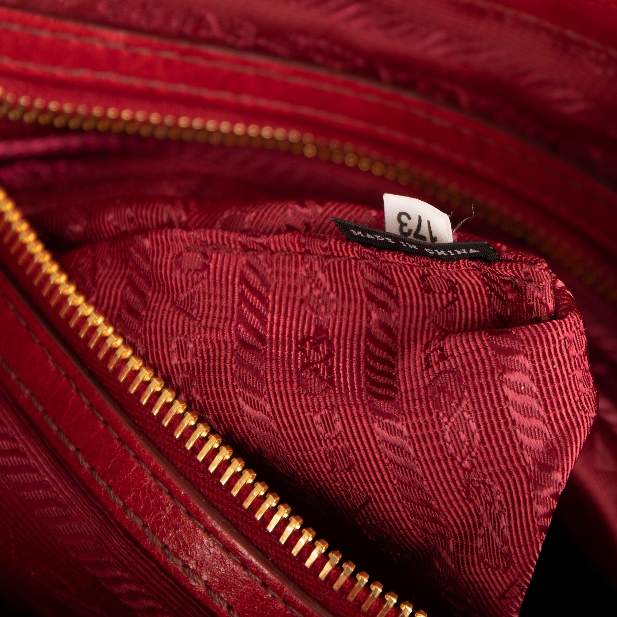 Prada Red Vitello Shine Tote w/ Strap