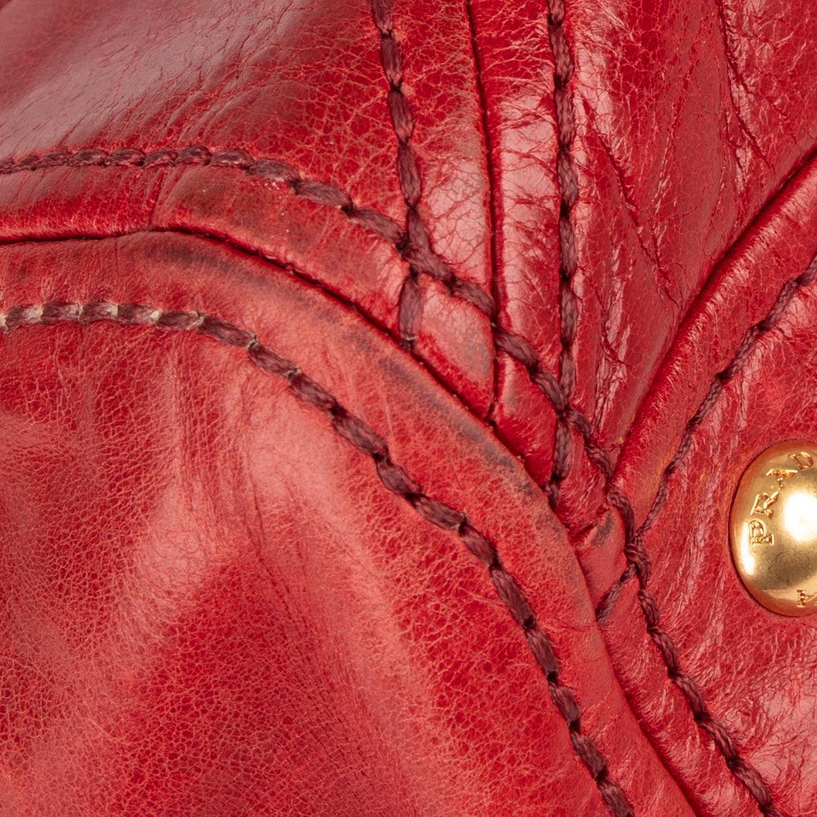 Prada Red Vitello Shine Tote w/ Strap