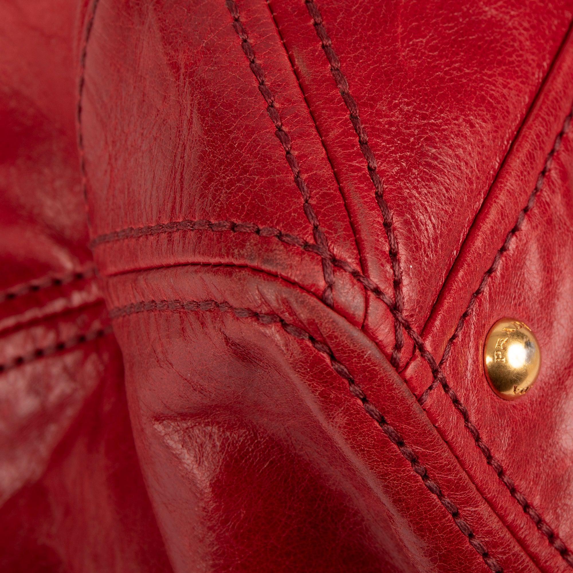 Prada Red Vitello Shine Tote w/ Strap