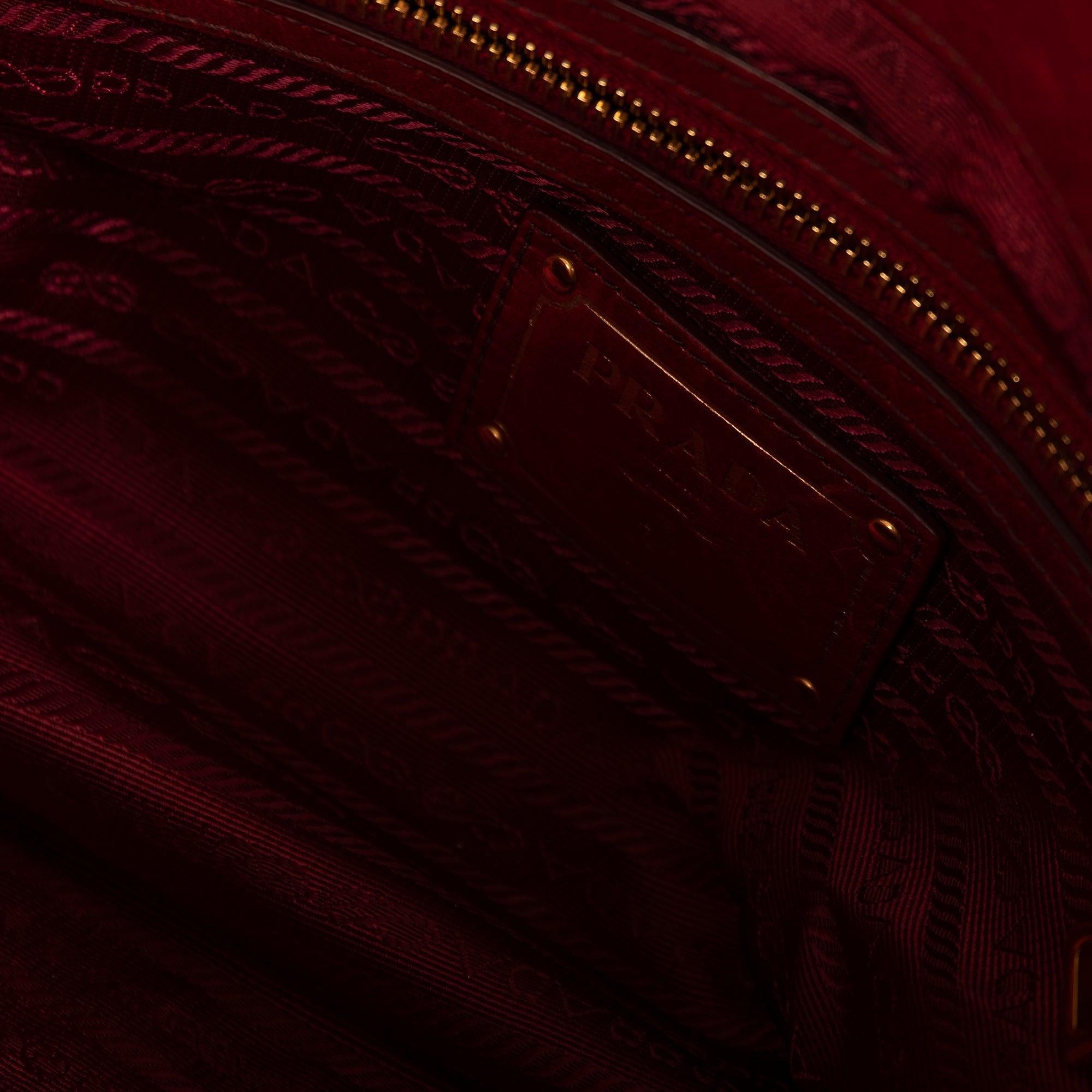 Prada Red Vitello Shine Tote w/ Strap