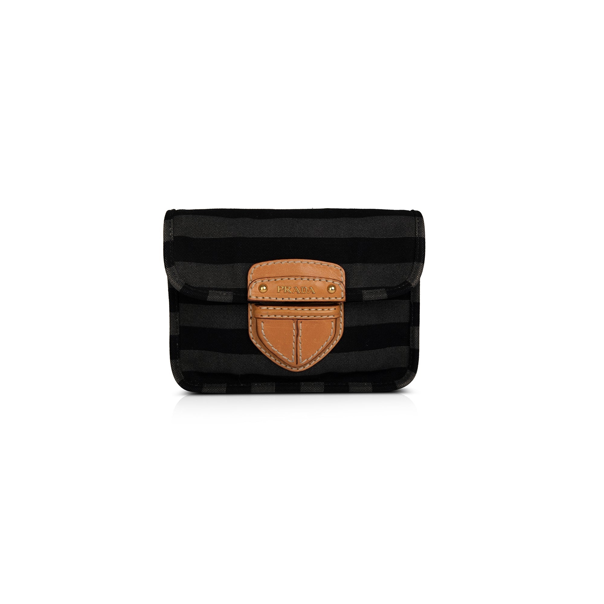 Prada Righe Striped Canapa Shoulder Bag