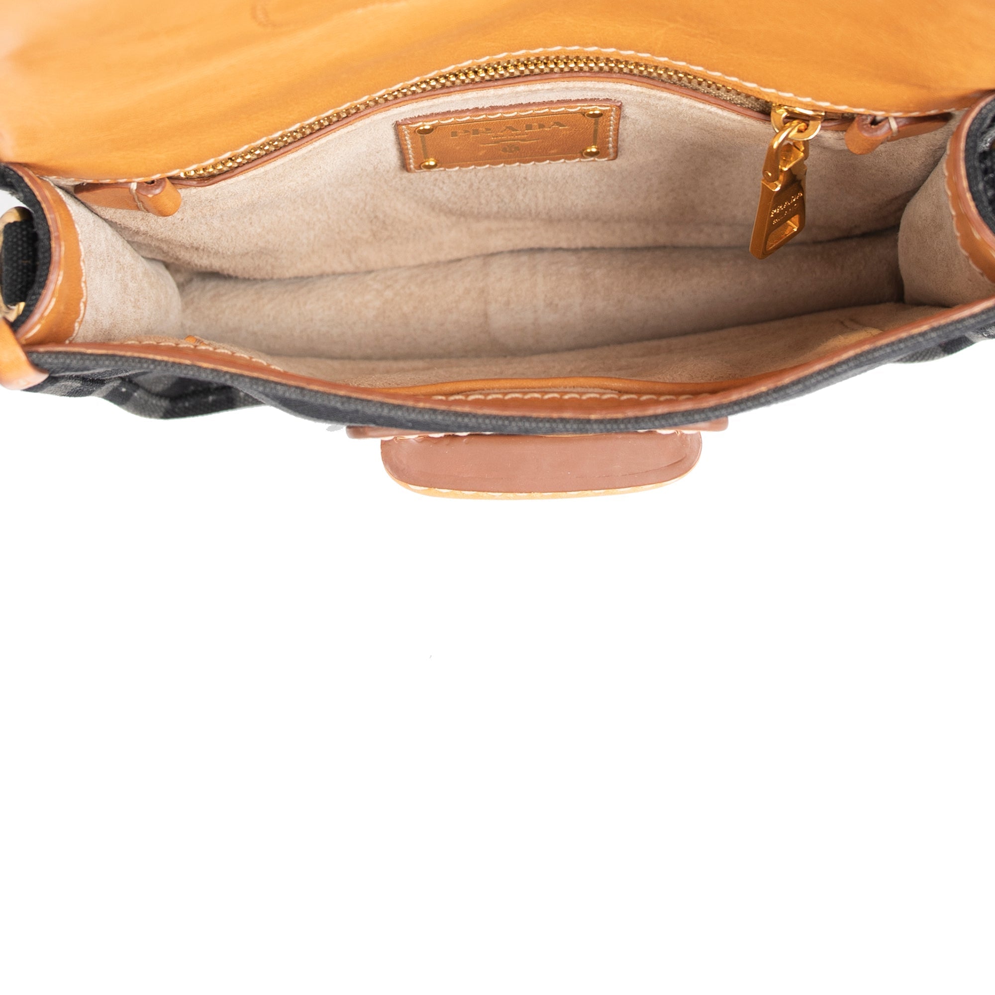 Prada Righe Striped Canapa Shoulder Bag