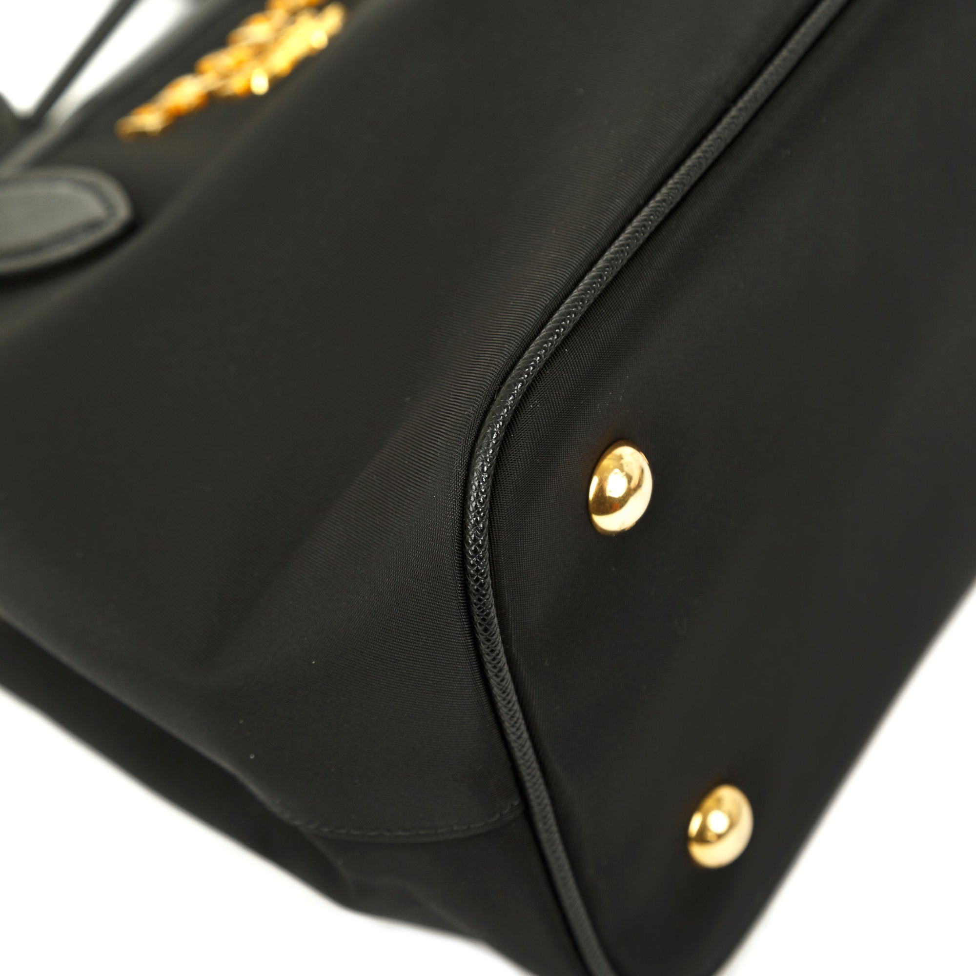 Prada Saffiano Leather-Trimmed Tessuto Nylon Satchel w/ Strap & Authenticity Card