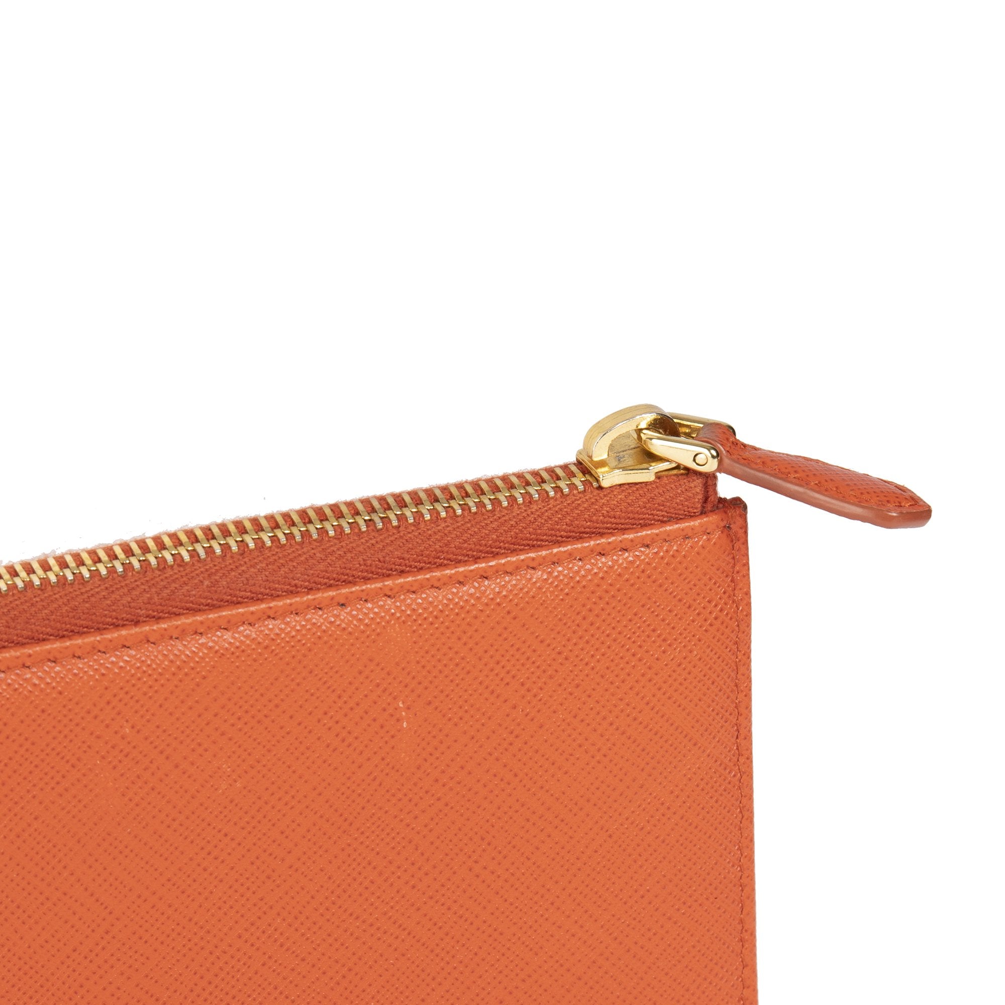 Prada Saffiano Lux Half Zip Wallet