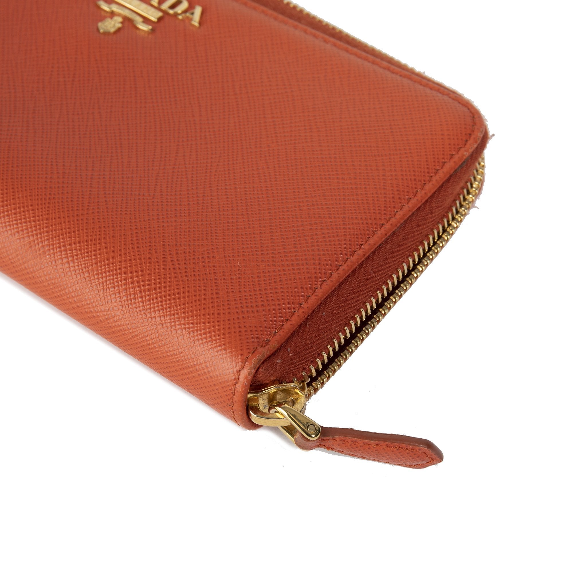 Prada Saffiano Lux Half Zip Wallet