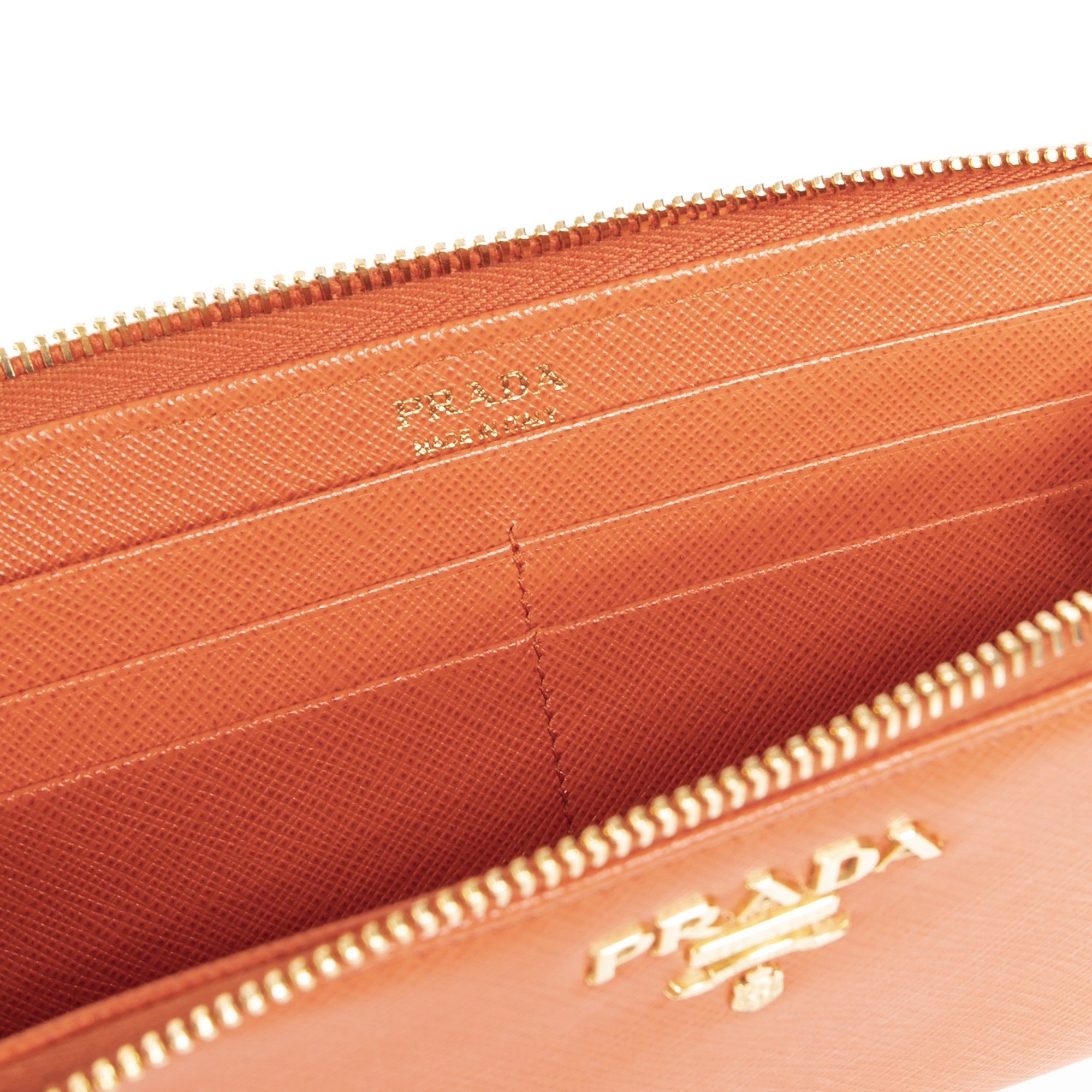 Prada Saffiano Lux Half Zip Wallet