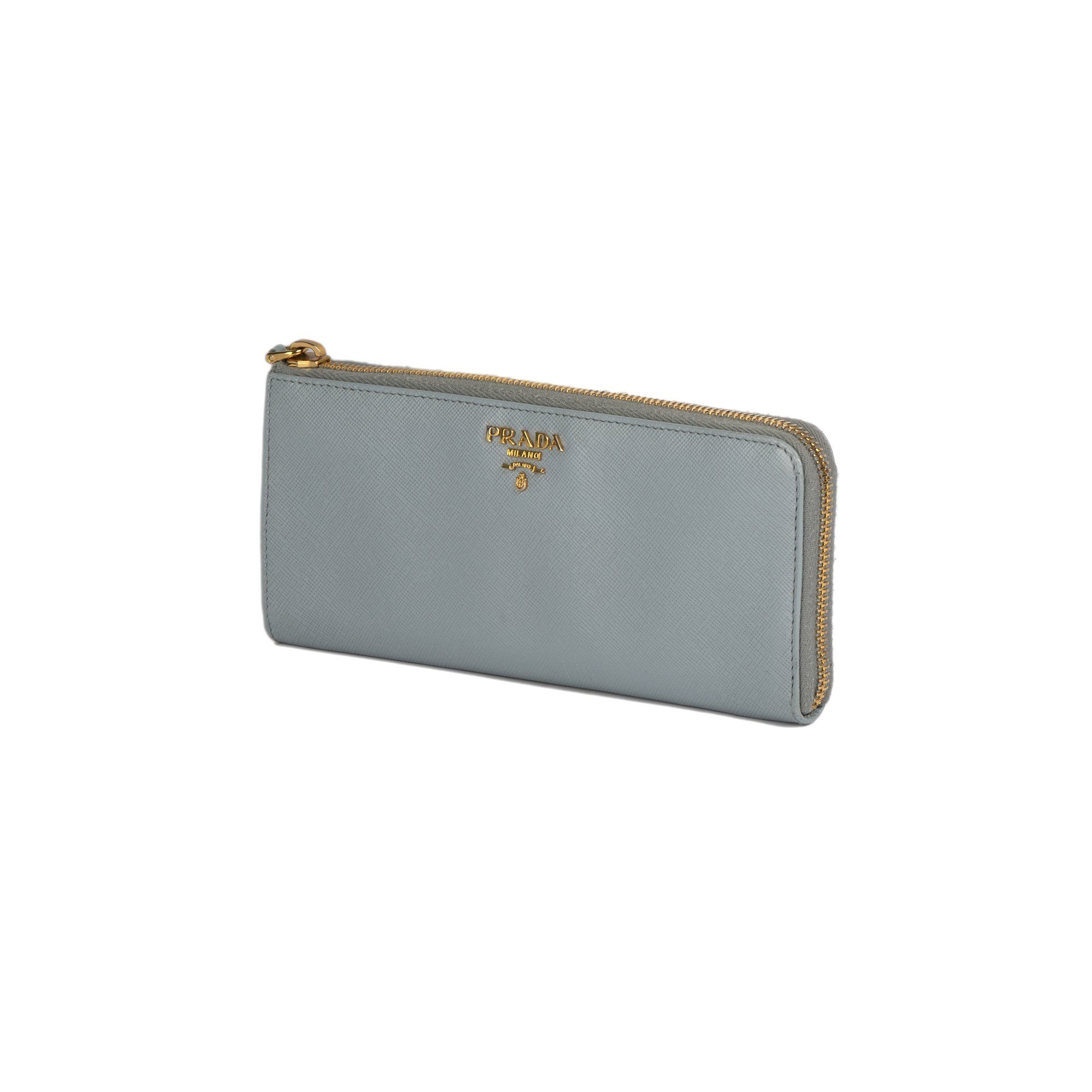 Prada Saffiano Lux Half Zip Wallet w/ Box