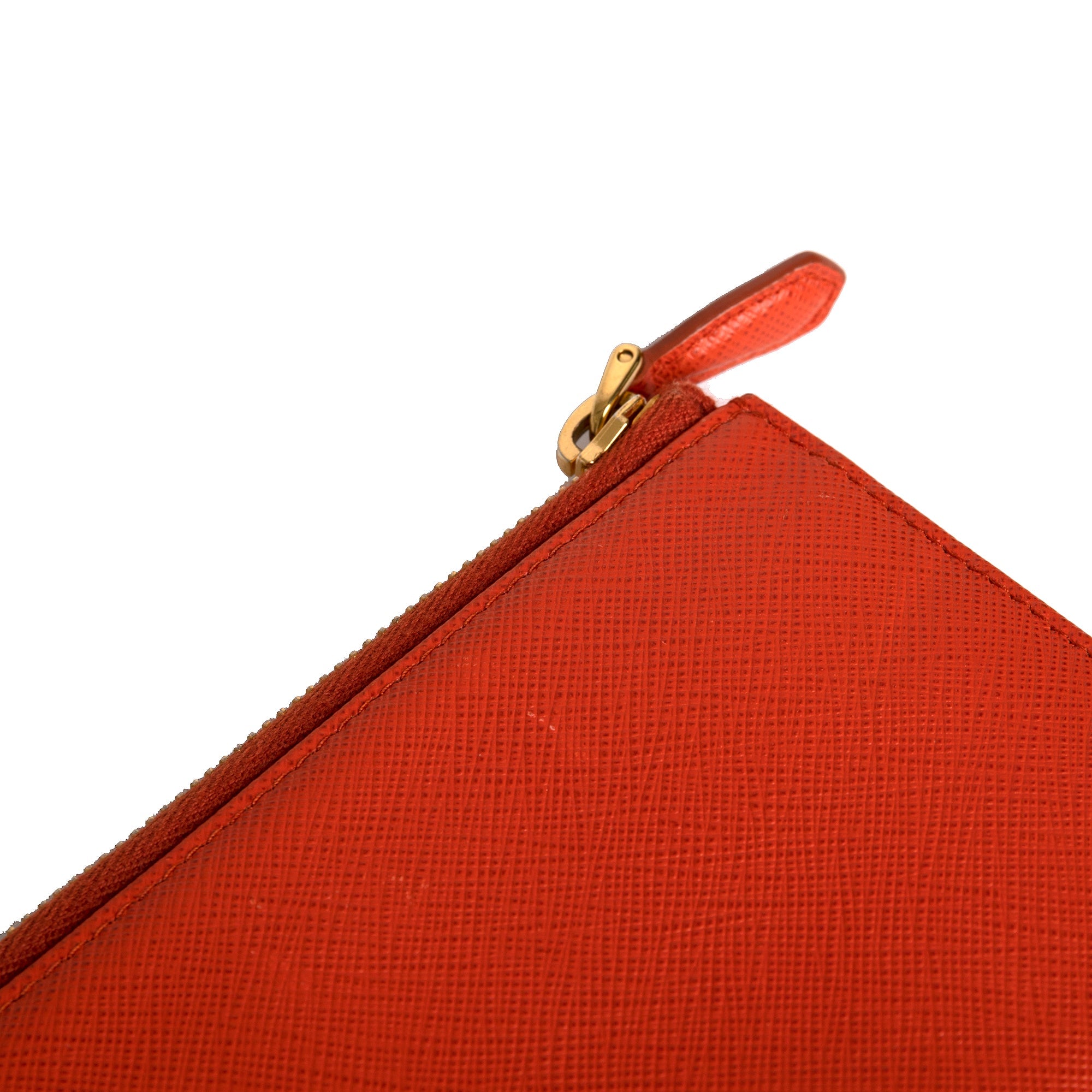 Prada Saffiano Lux Leather Half Zip Continental Wallet