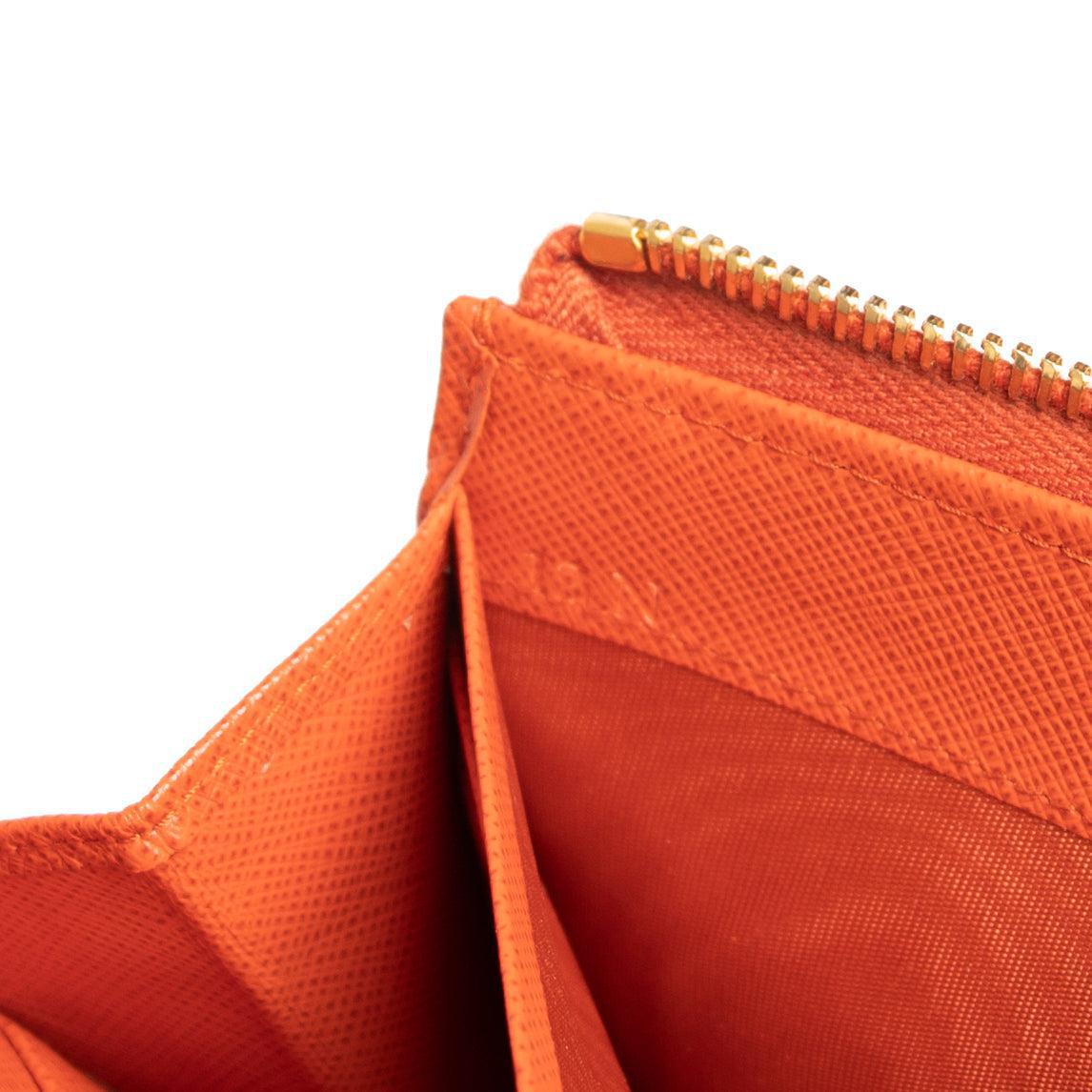 Prada Saffiano Lux Leather Half Zip Continental Wallet