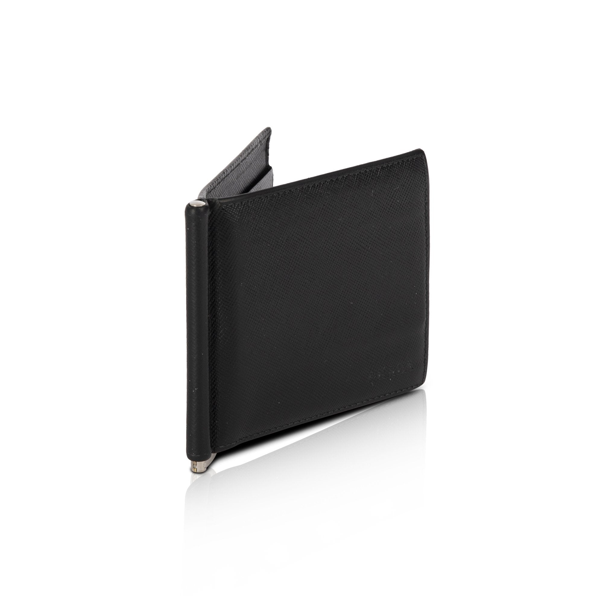 Prada Saffiano Money Clip Bifold Wallet