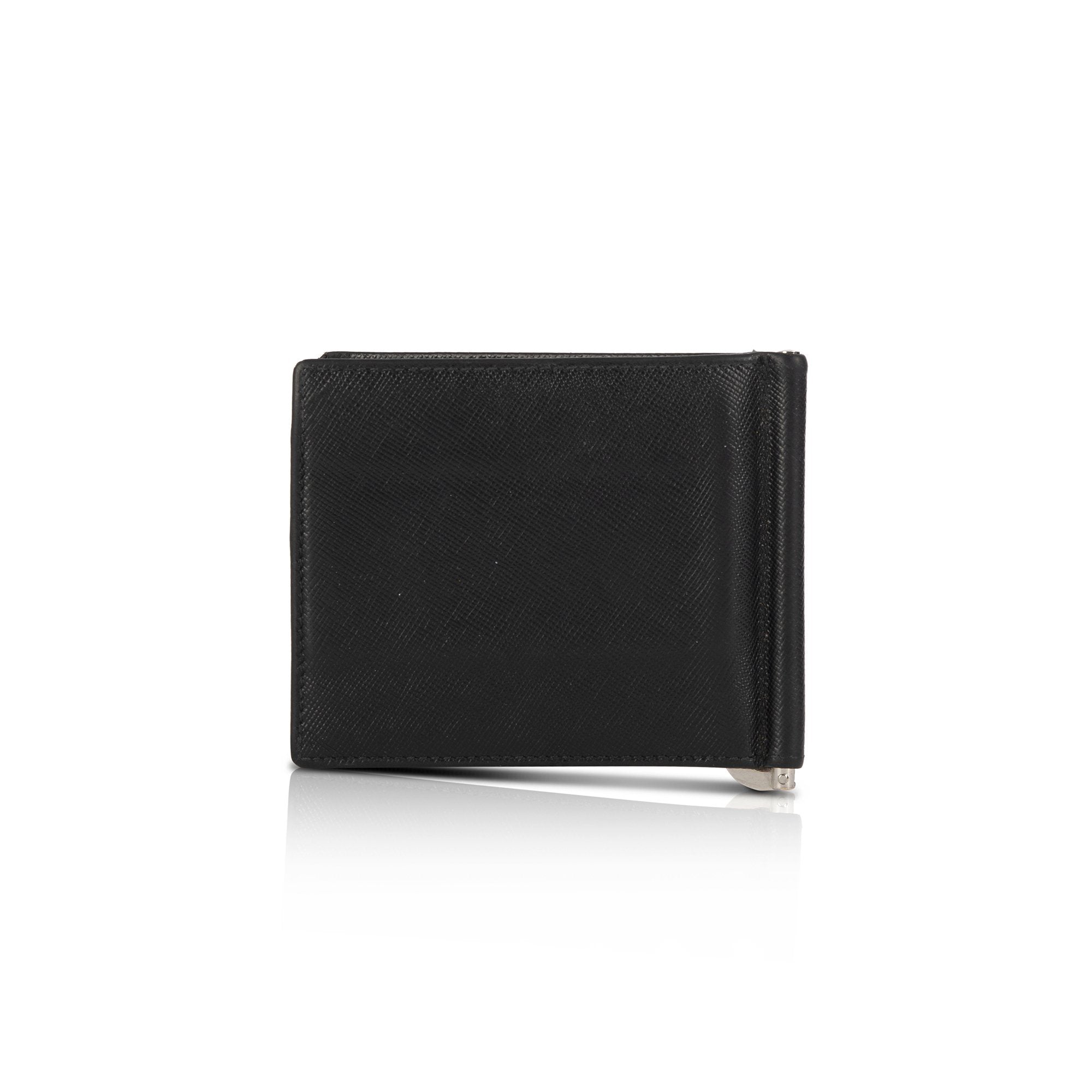 Prada Saffiano Money Clip Bifold Wallet