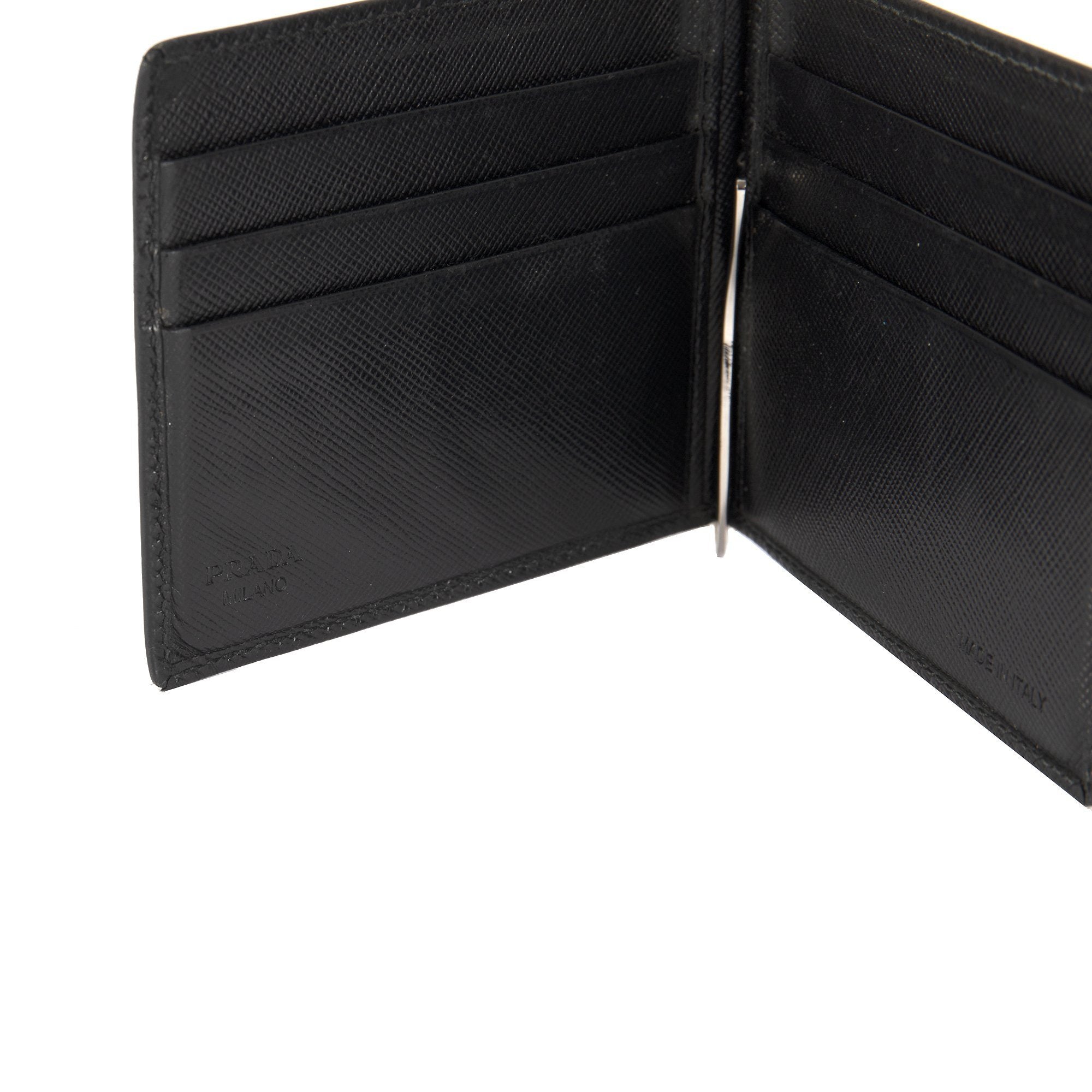 Prada Saffiano Money Clip Bifold Wallet