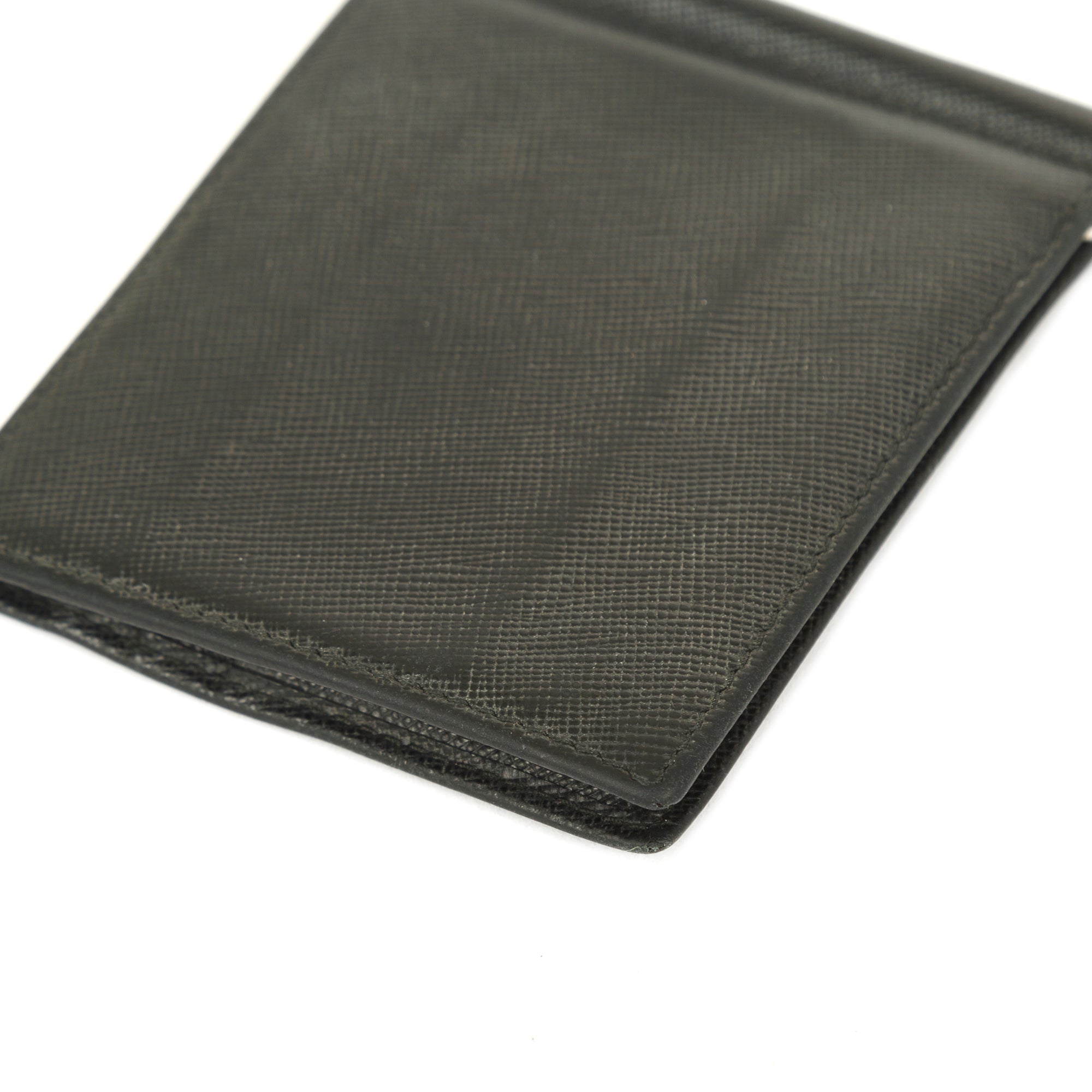 Prada Saffiano Money Clip Bifold Wallet