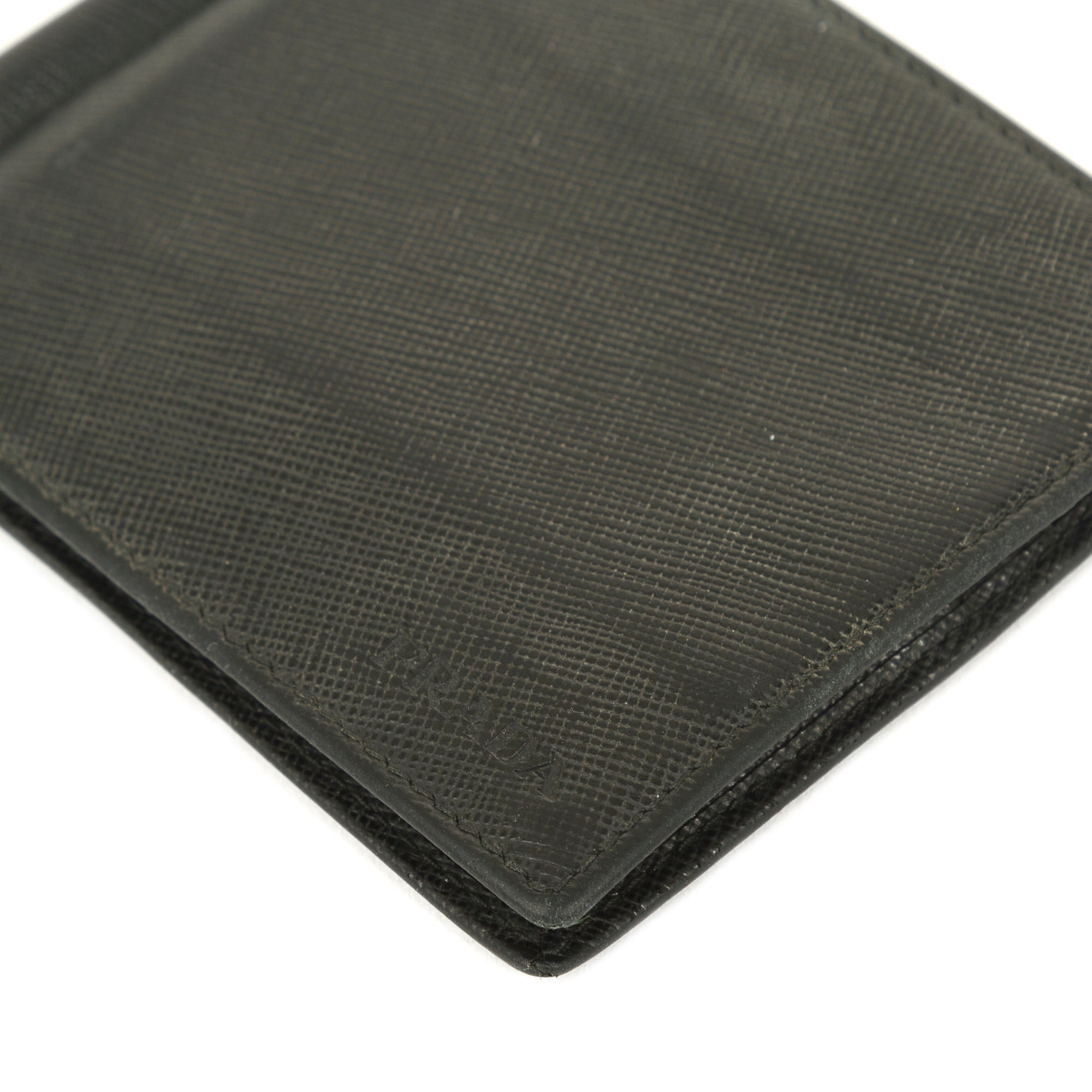 Prada Saffiano Money Clip Bifold Wallet