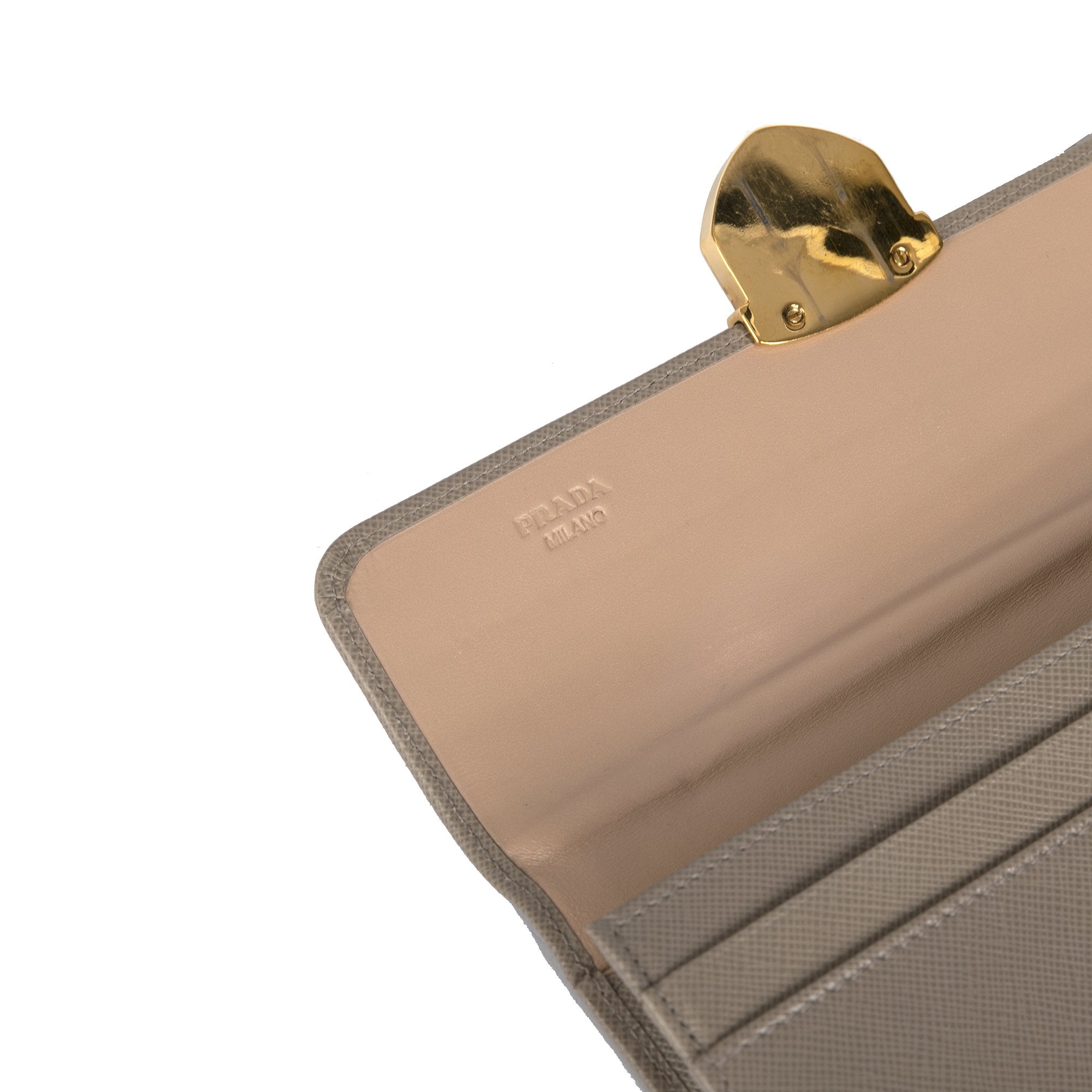 Prada Saffiano Push Lock Wallet w/ Box
