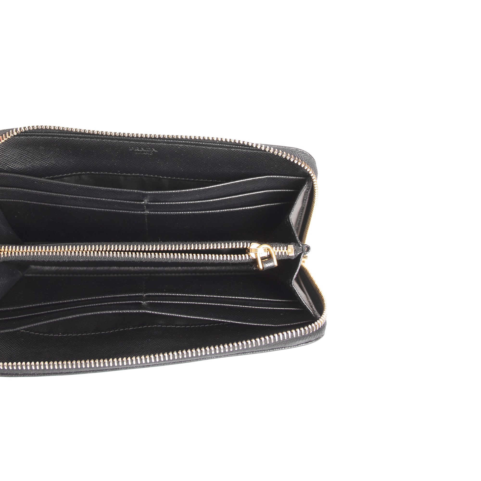 Prada Saffiano Zip Around Wallet w/ Box & Authenticity Card