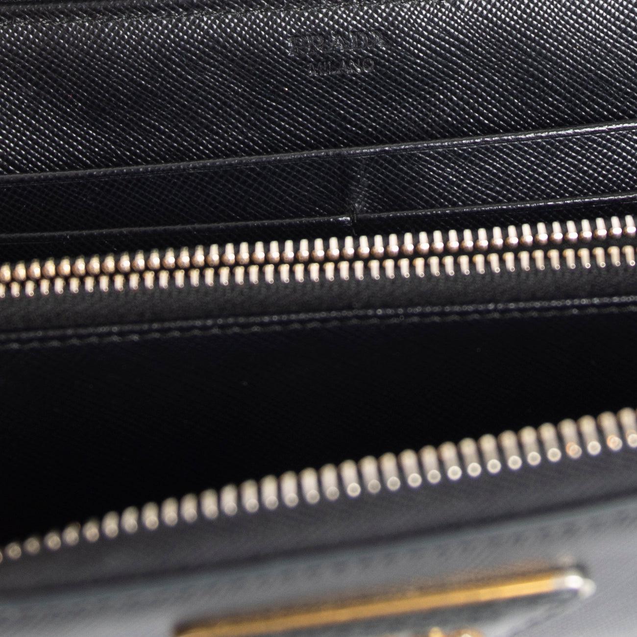 Prada Saffiano Zip Around Wallet w/ Box & Authenticity Card