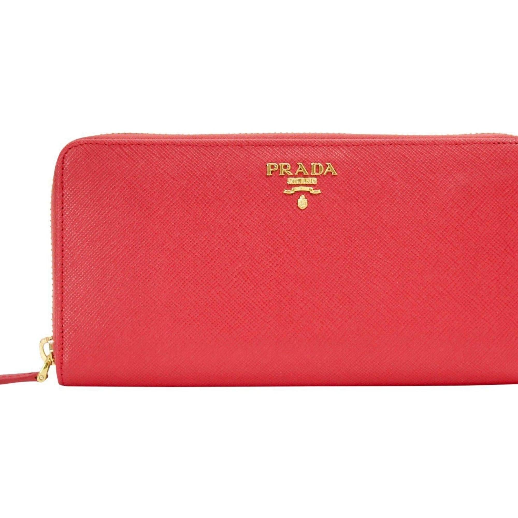 Prada Saffiano Zip Around Wallet