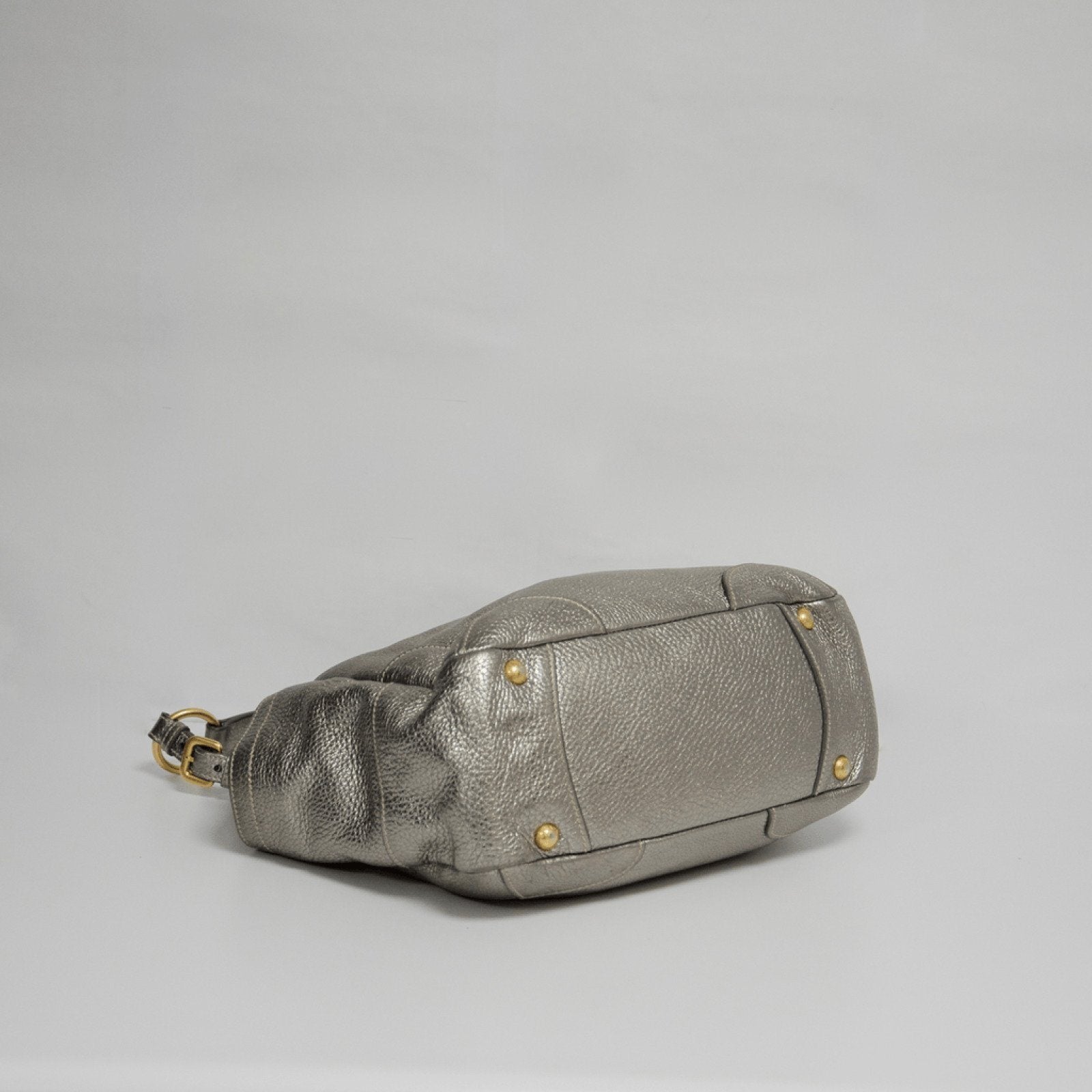 Prada Silver Metallic Peltro Vitello Daino Pocket Tote Bag