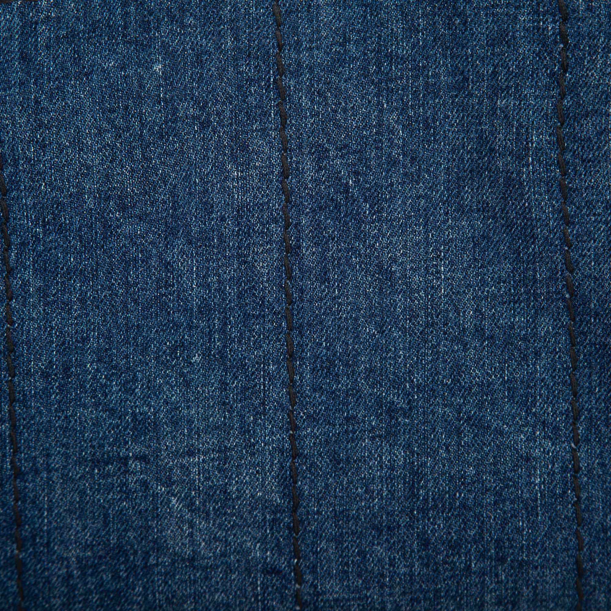 Prada Small Denim Canapa Logo Tote w/ Strap & Authenticity Card