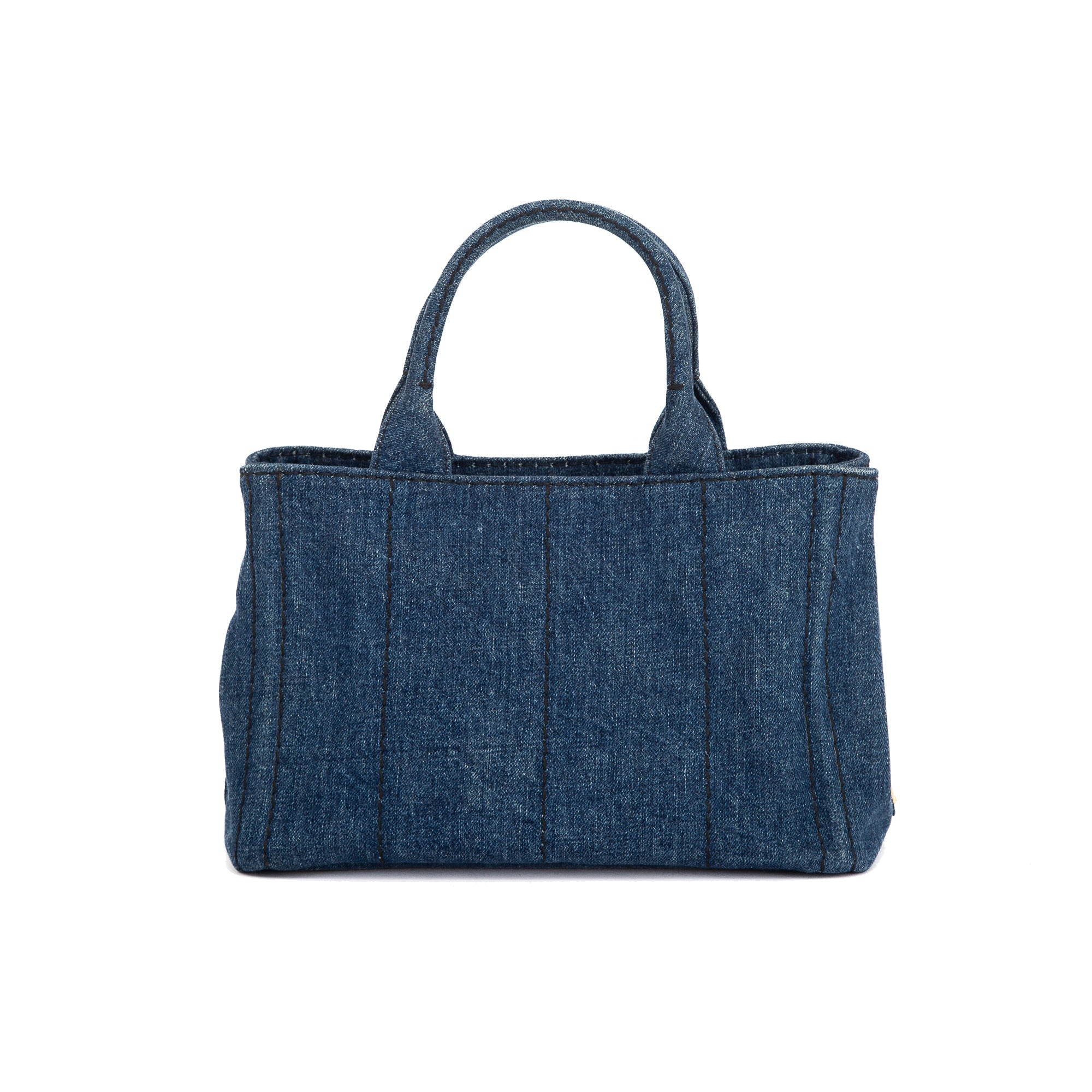 Prada Small Denim Canapa Logo Tote w/ Strap & Authenticity Card