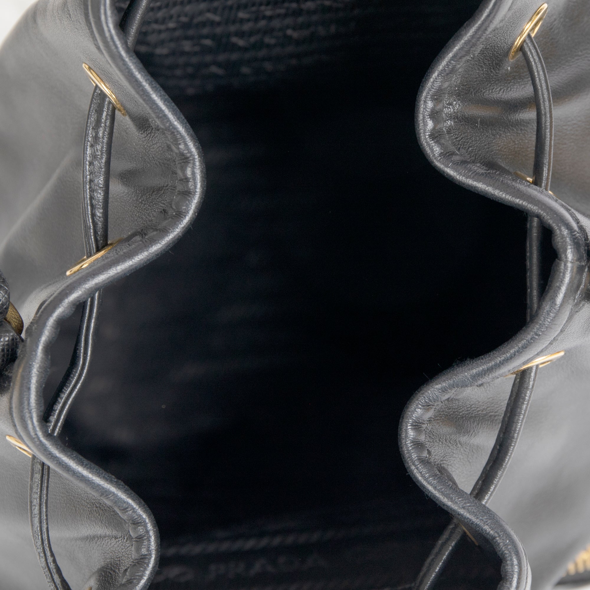 Prada Small Leather Drawstring Bucket Bag w/ Crossbody Strap