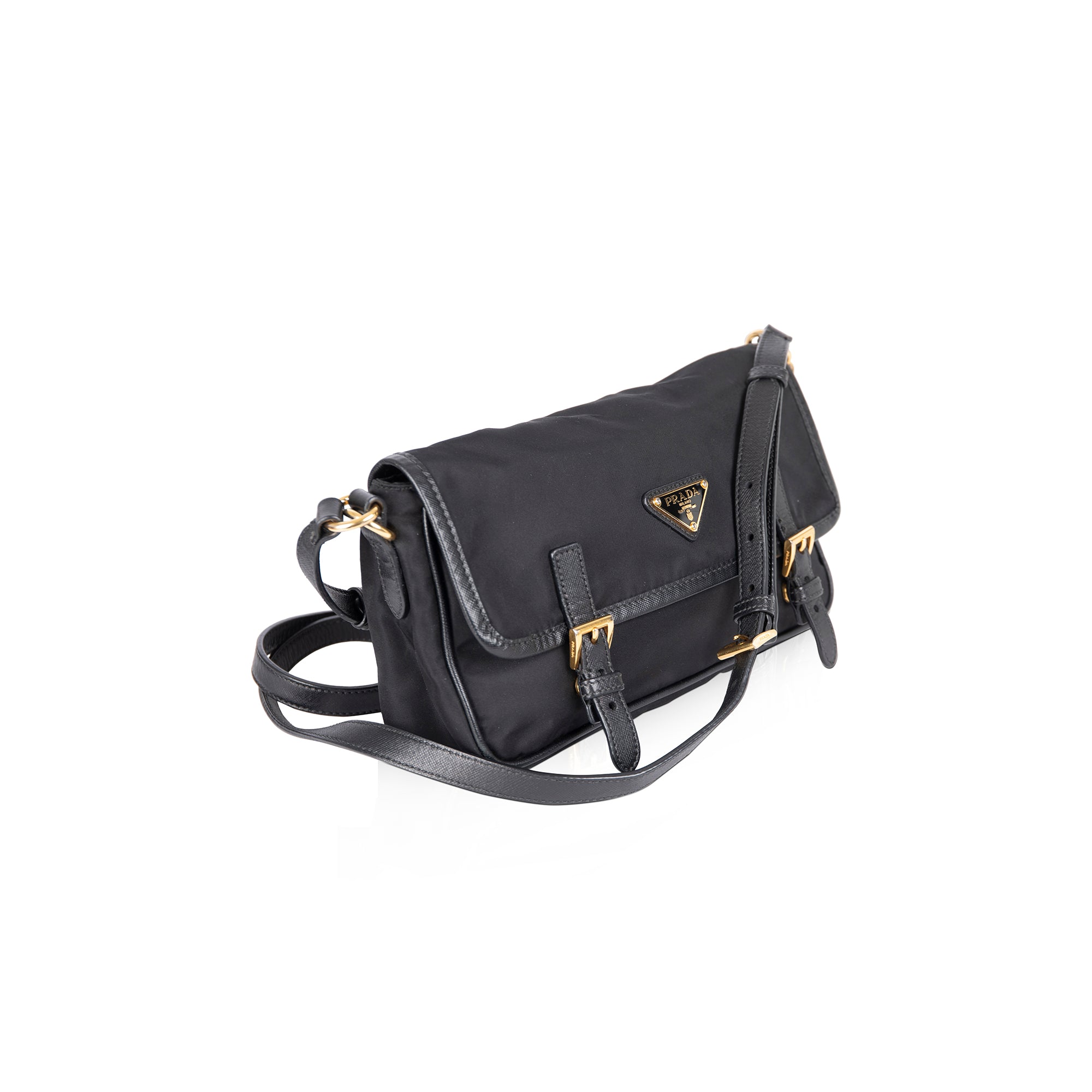 Prada Tessuto Buckle Crossbody Bag