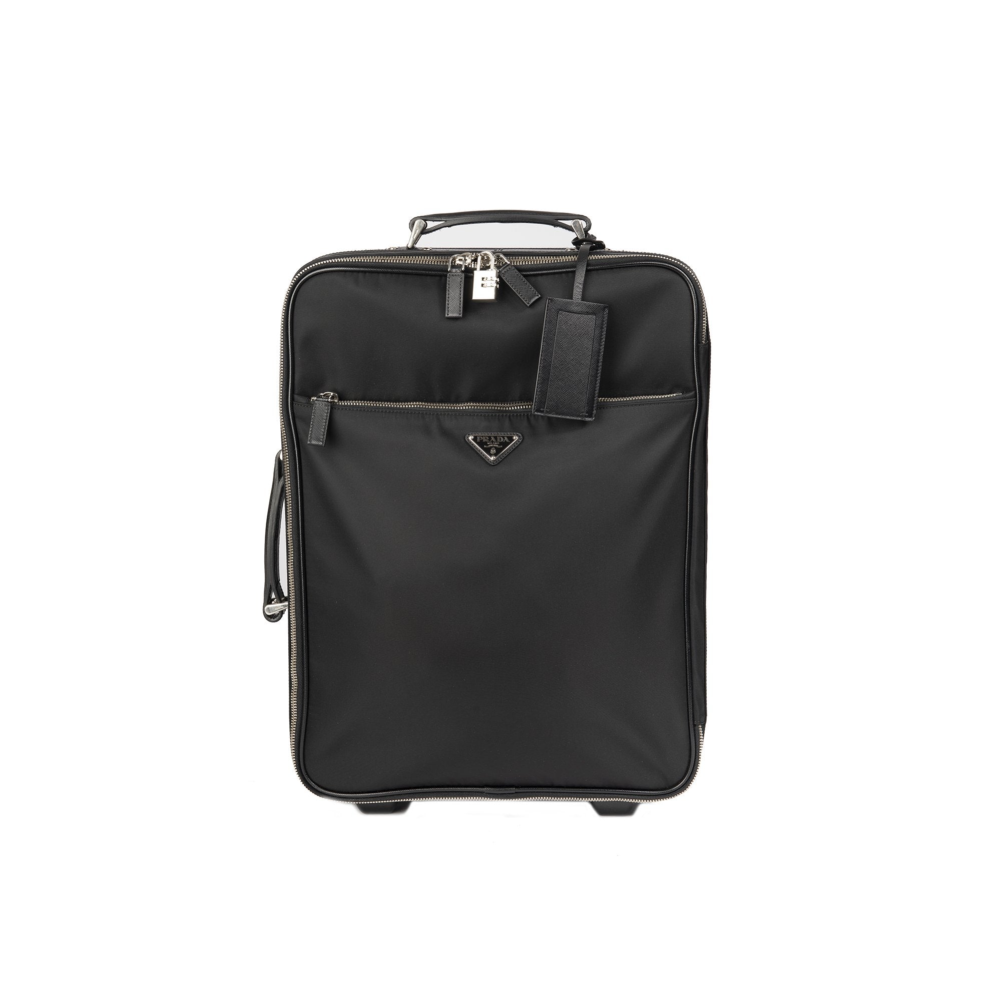 Prada Tessuto Saffiano-Trimmed Trolley Rolling Luggage