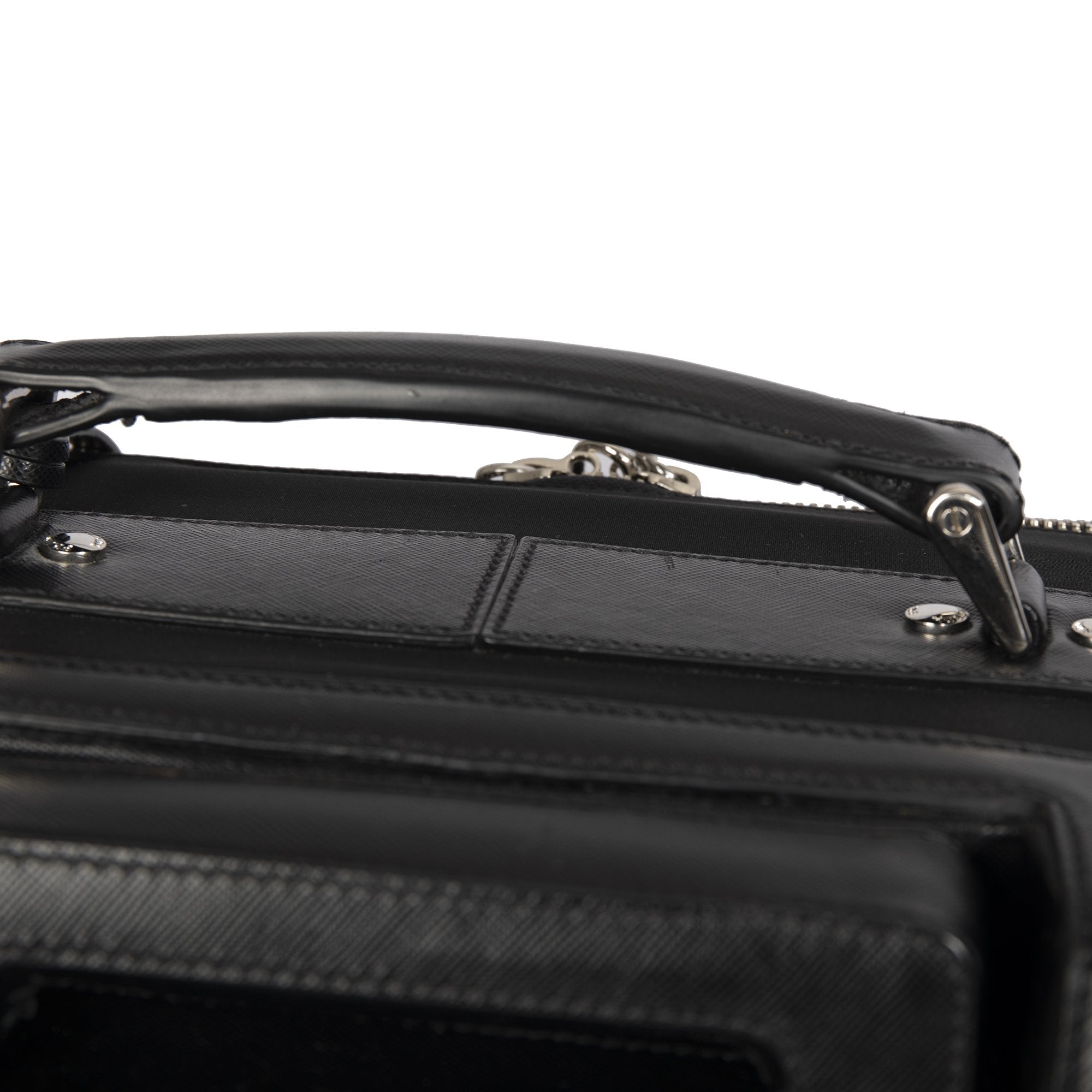 Prada Tessuto Saffiano-Trimmed Trolley Rolling Luggage