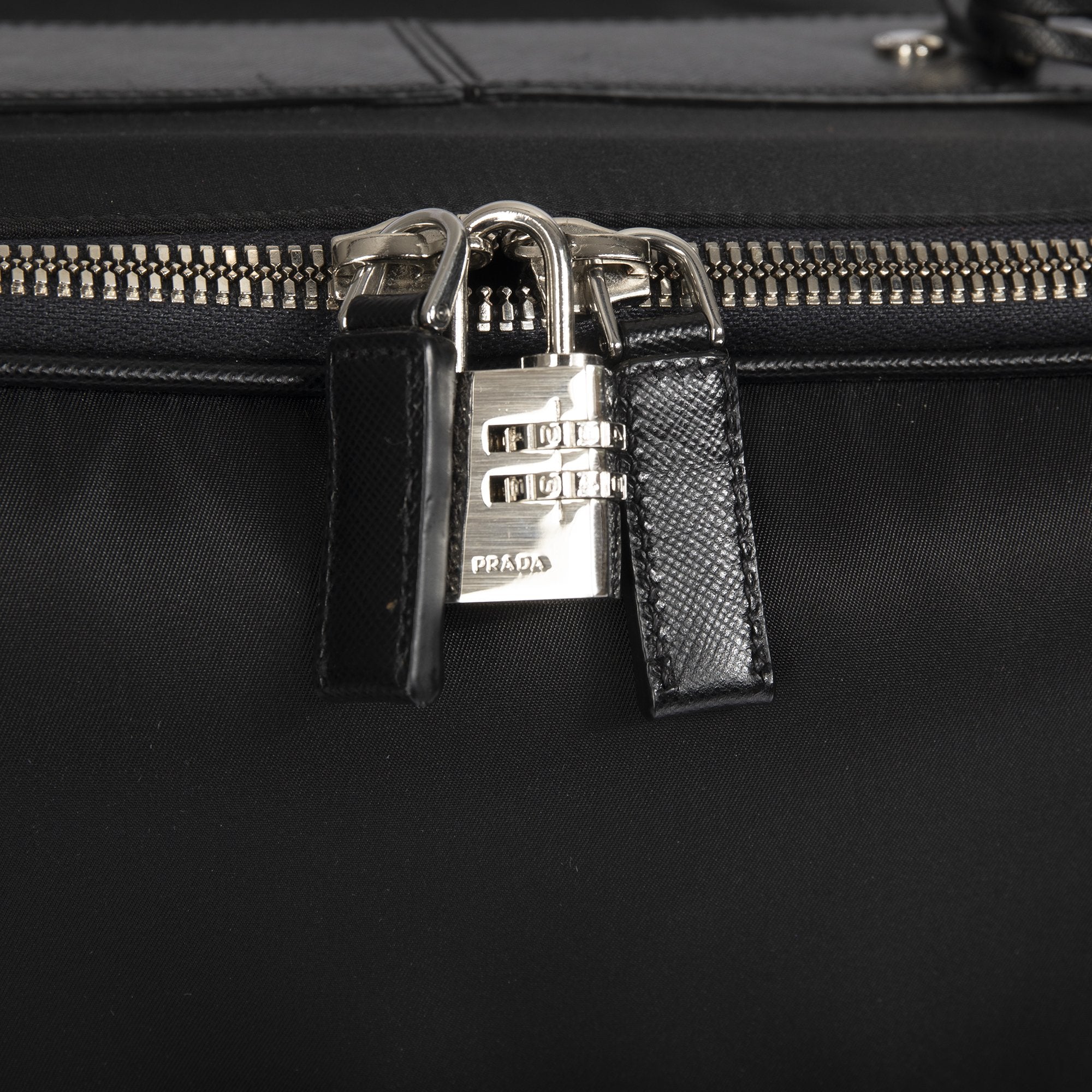 Prada Tessuto Saffiano-Trimmed Trolley Rolling Luggage