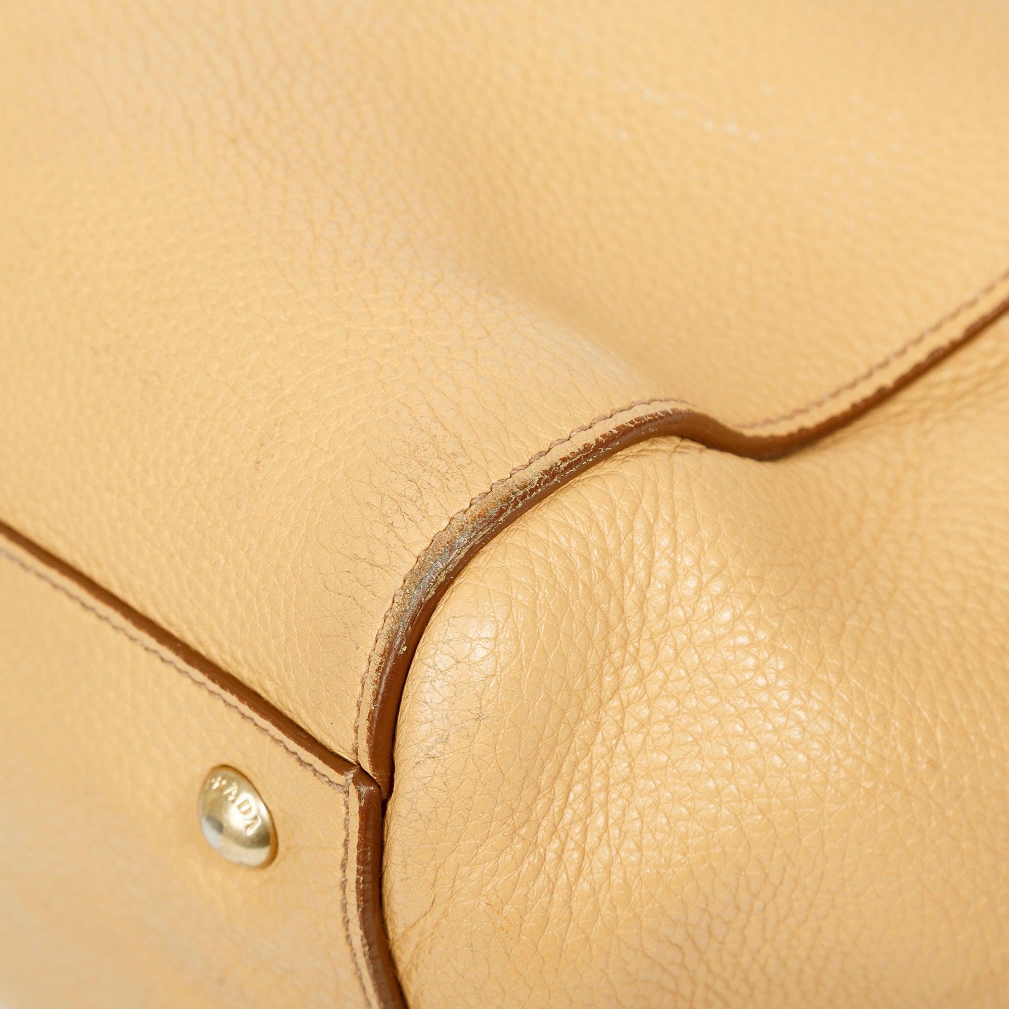 Prada Vitello Daino Cuir Frame Convertible Tote w/ Strap