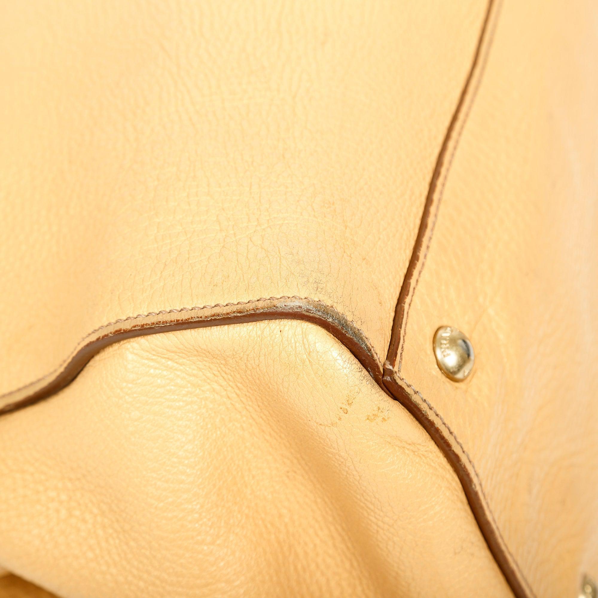 Prada Vitello Daino Cuir Frame Convertible Tote w/ Strap