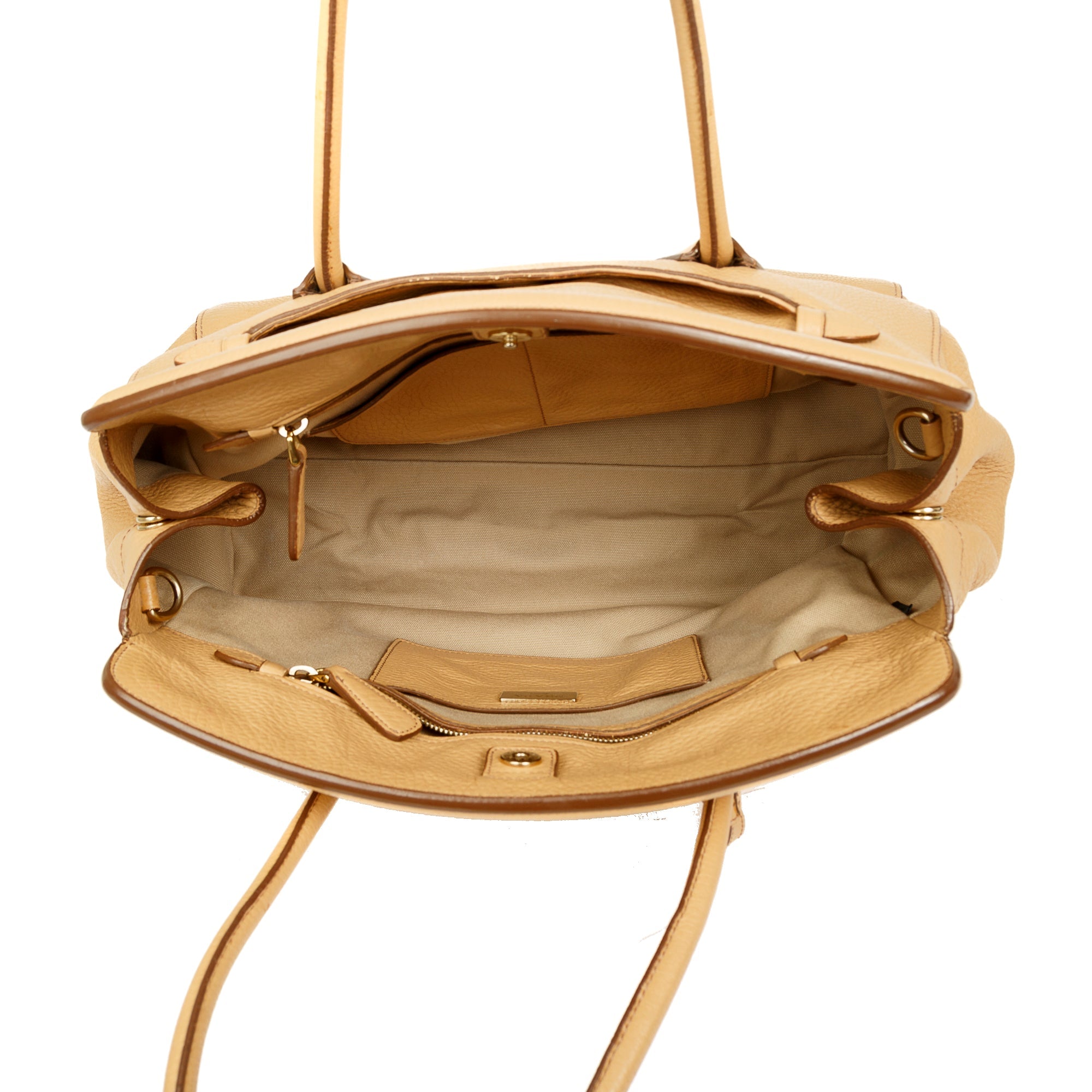 Prada Vitello Daino Cuir Frame Convertible Tote w/ Strap