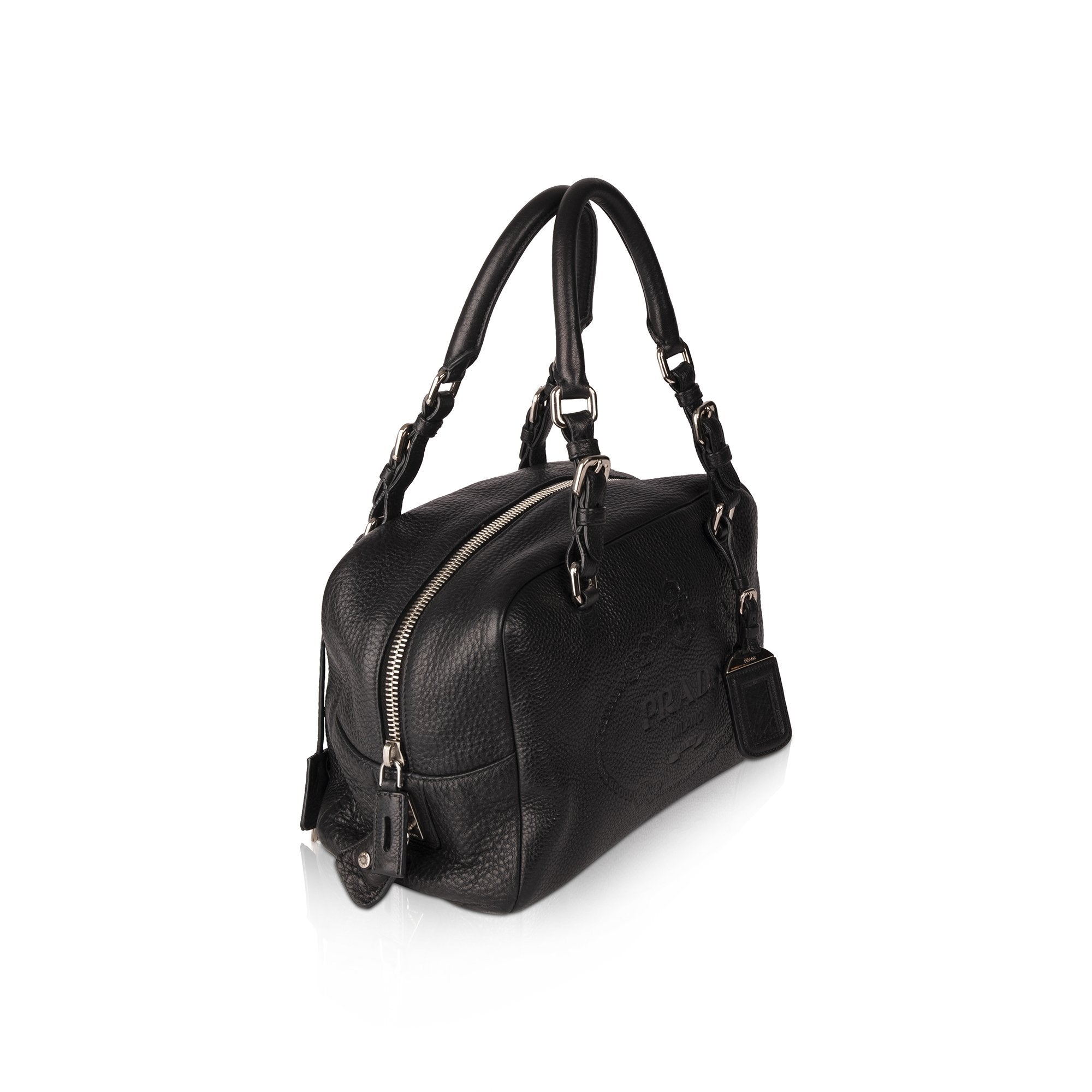 Prada Vitello Daino Medium Bauletto Logo Bag