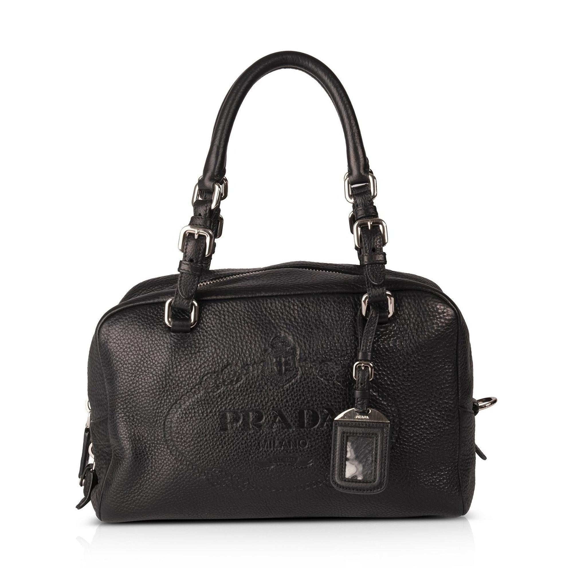 Prada Vitello Daino Medium Bauletto Logo Bag