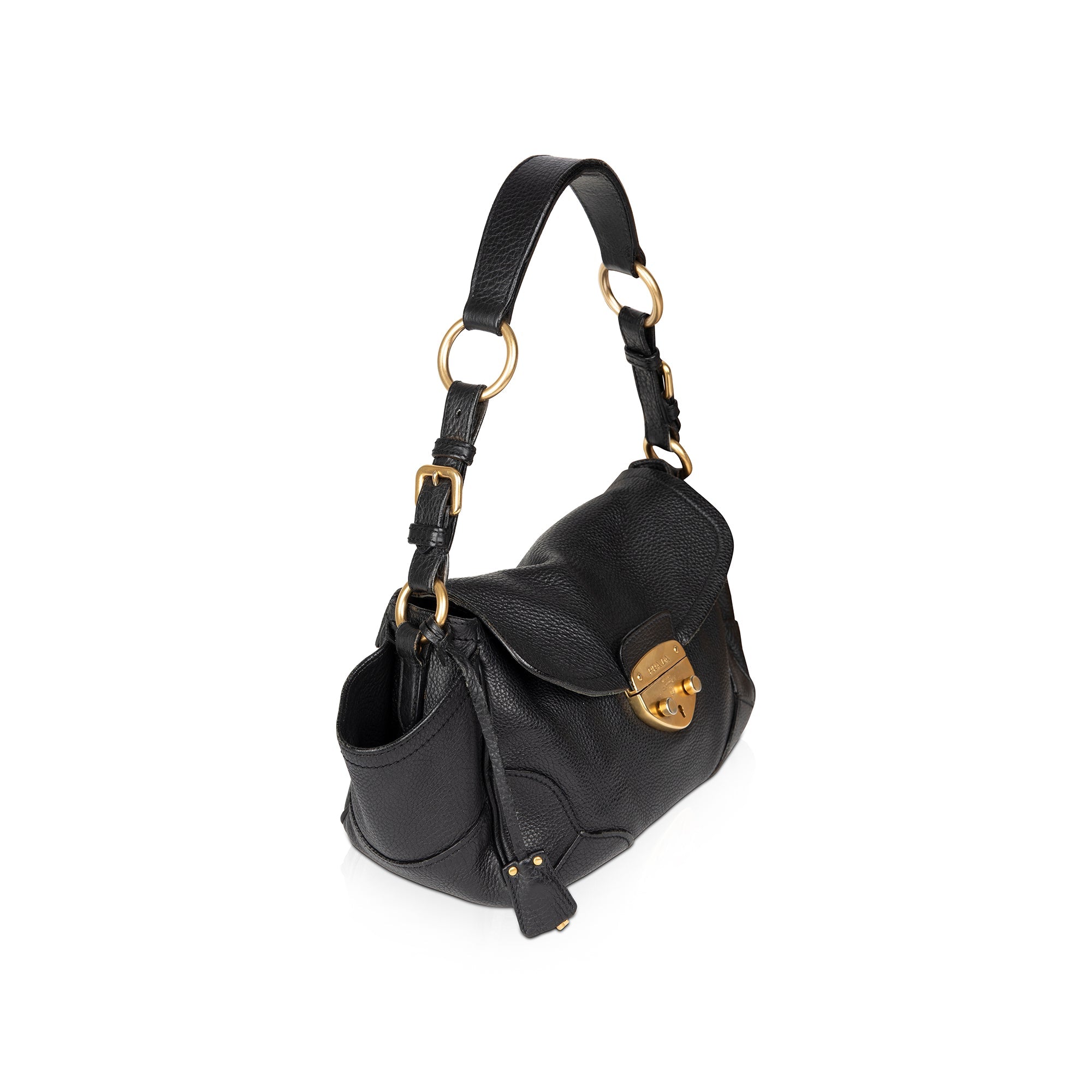 Prada Vitello Daino Pushlock Shoulder Bag
