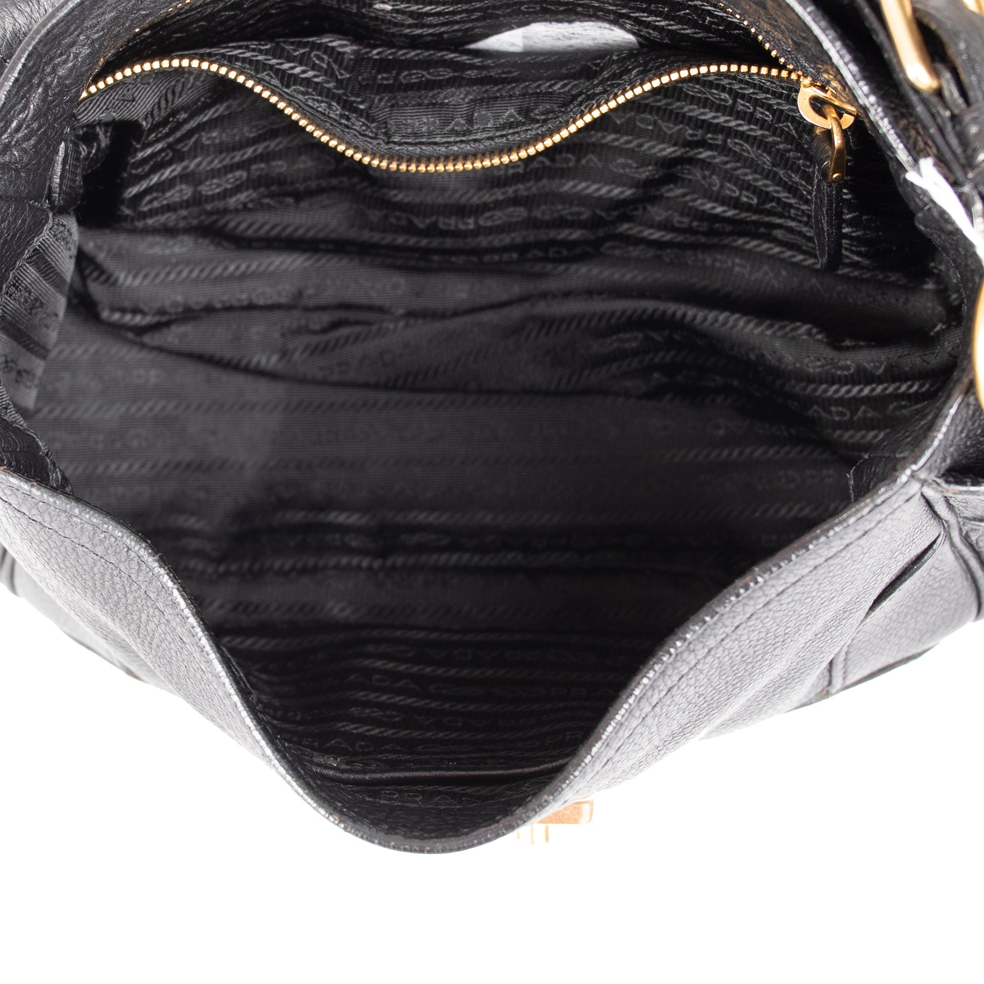 Prada Vitello Daino Pushlock Shoulder Bag
