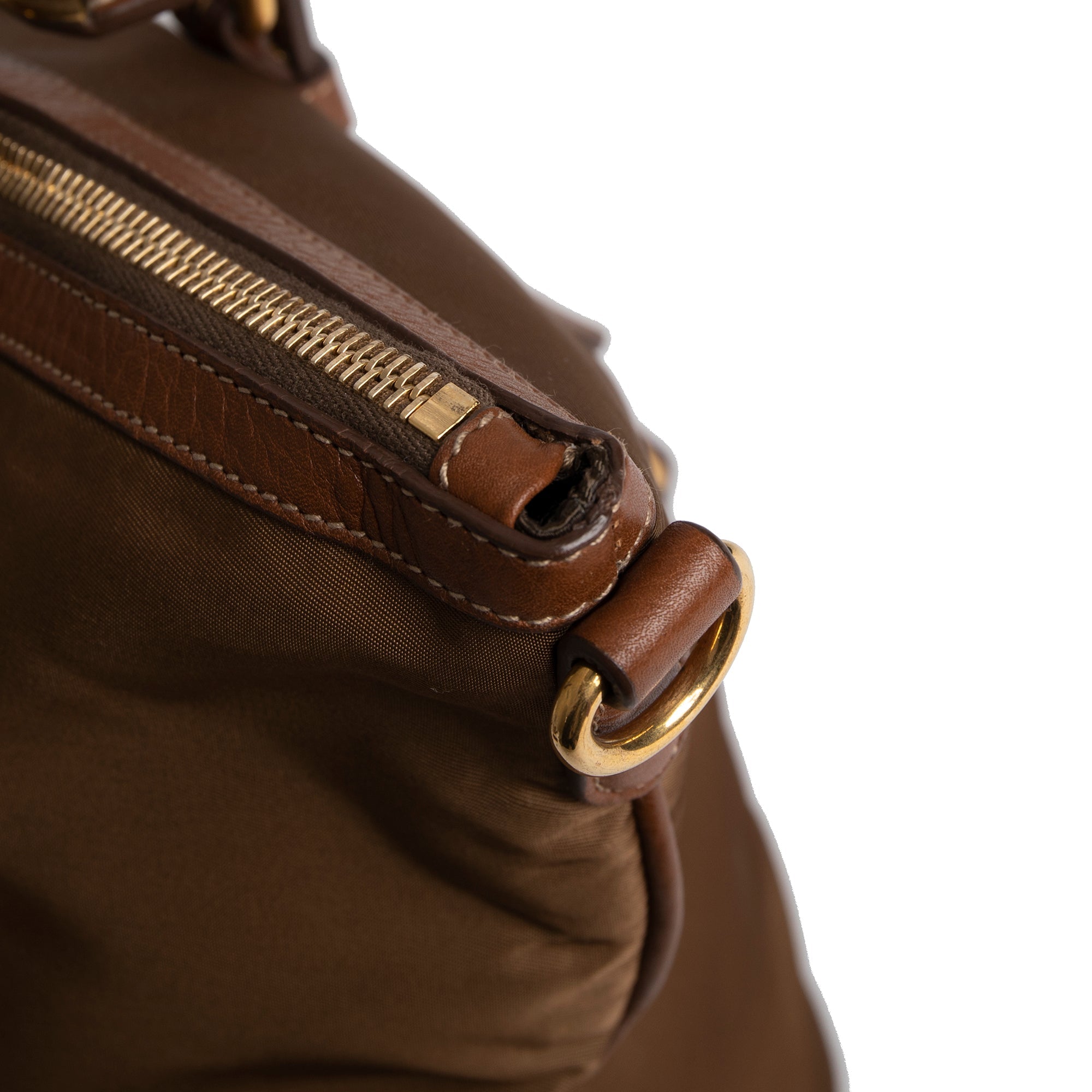 Prada Vitello Daino-Trimmed Tessuto Nylon Tote w/ Authenticity Card