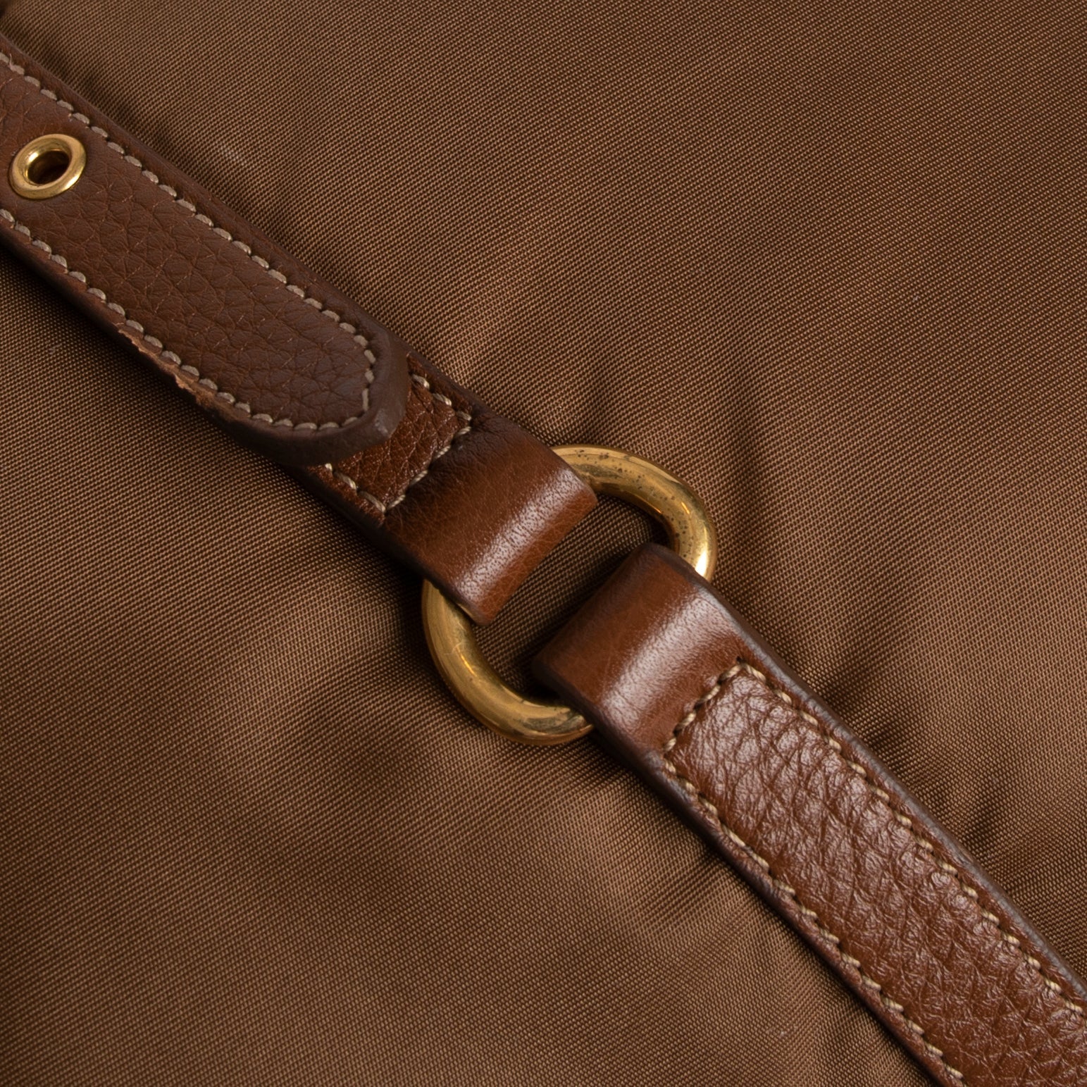 Prada Vitello Daino-Trimmed Tessuto Nylon Tote w/ Authenticity Card