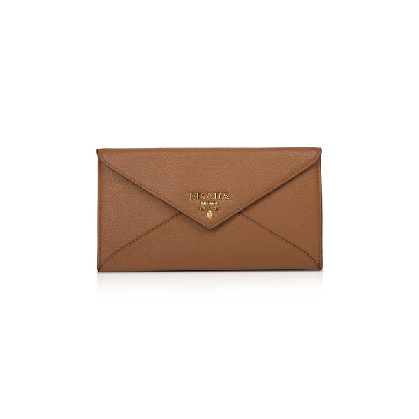 Prada Vitello Grain Leather Envelope Clutch w/ Box – OLIVER'S